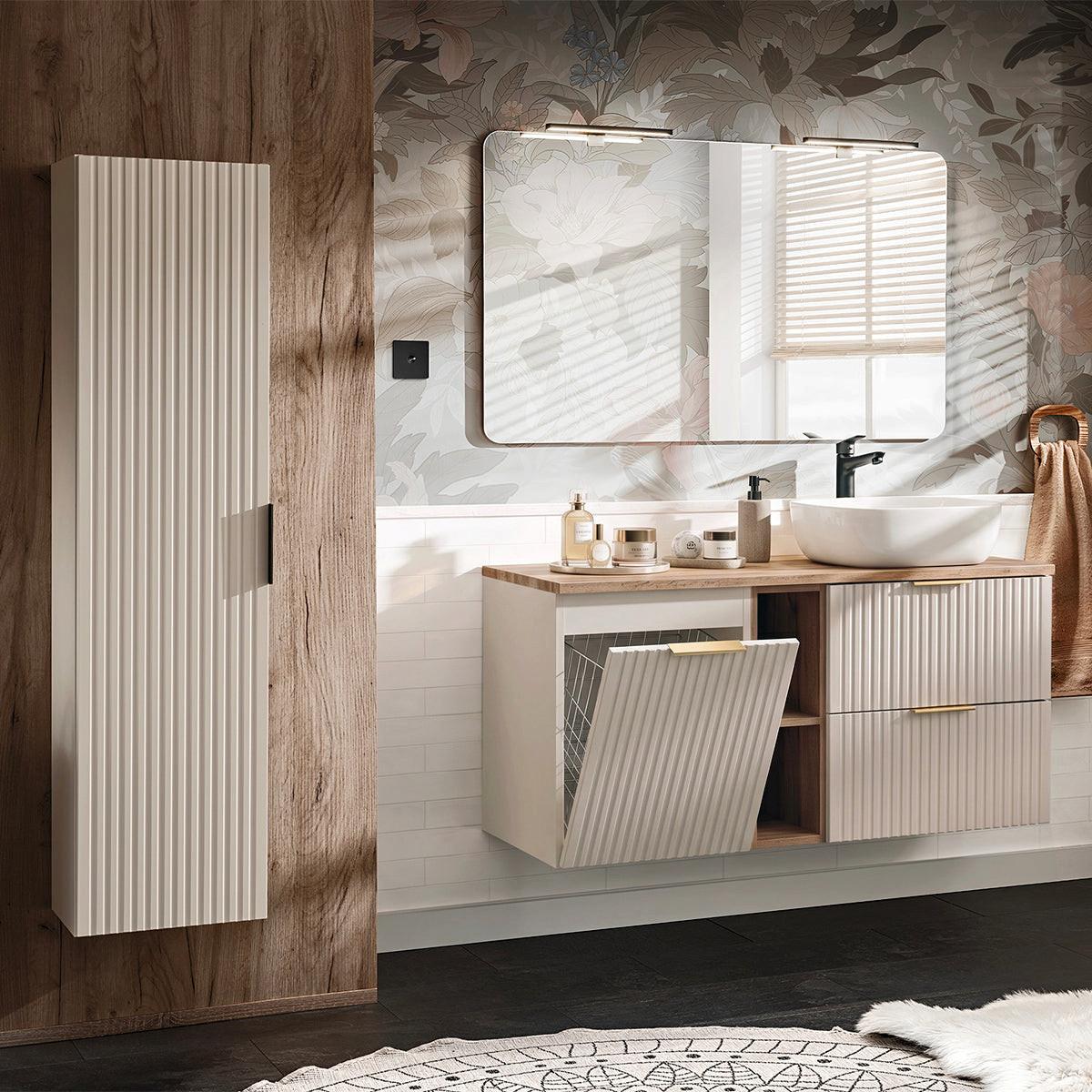 BADMÖBEL 120.8cm Adriel 2er-Set Kaschmir und Holz - Beige, Holzwerkstoff (120.8/59/46cm) - Petits-meubles