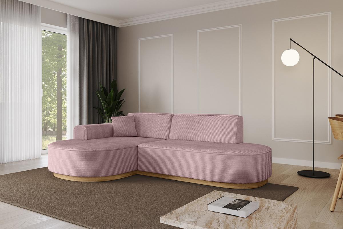 ECKSOFA Ottomane Links MARI-L1-v2 - 243x171x83 cm Rosa Cord - Rosa, Holzwerkstoff/Textil (243/171cm) - ALTDECOR