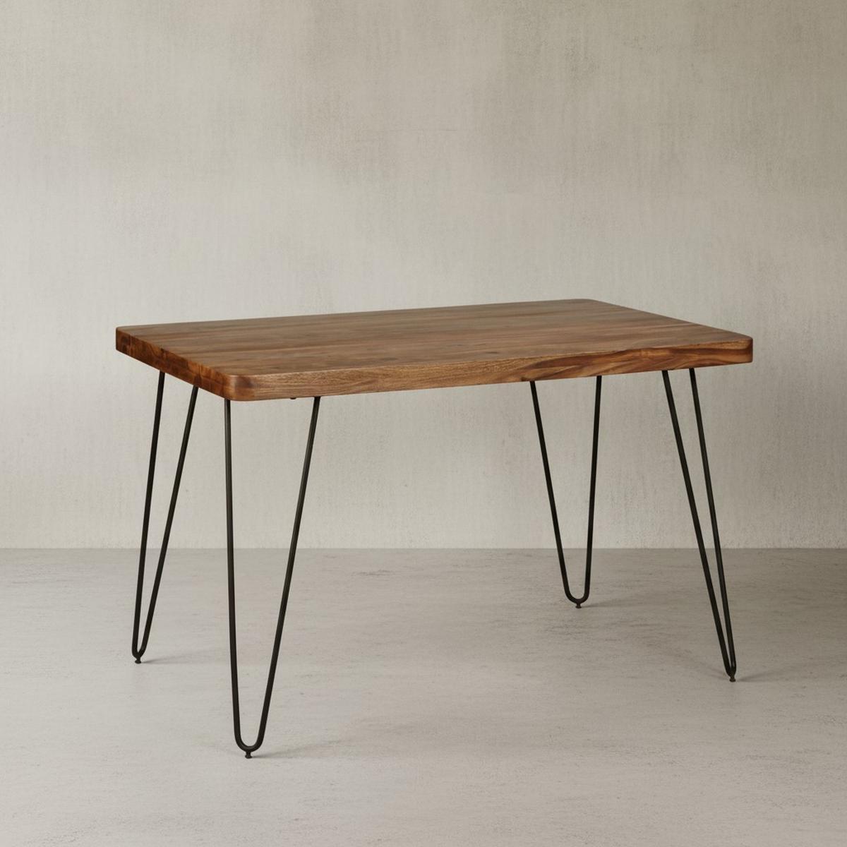 ESSTISCH Massivholz Metallbeine Handgefertigt BALU, Braun 120x80x76 cm - Schwarz/Braun, Holz/Metall (80/120/76cm) - KADIMA DESIGN