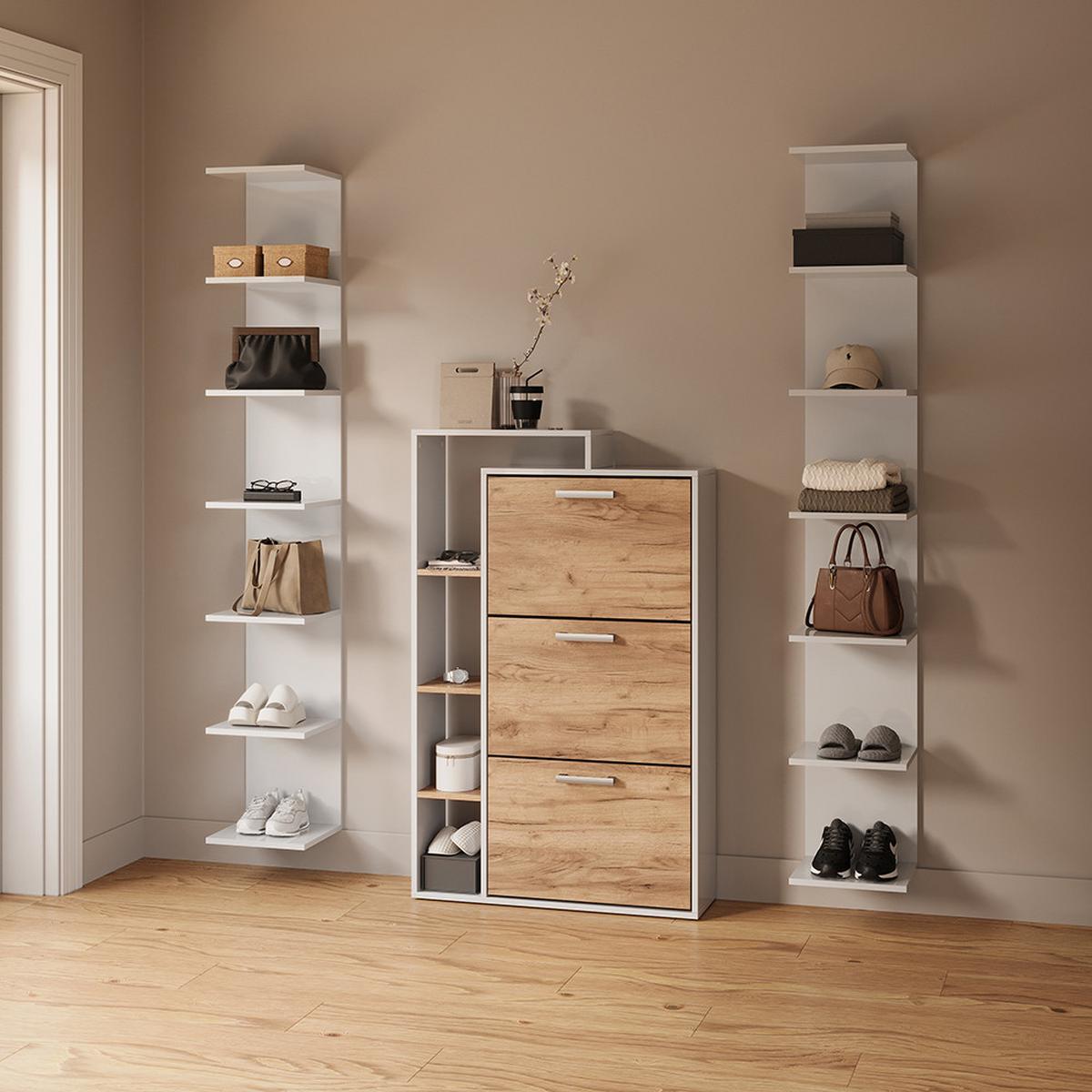 WANDREGAL Vesuvio Weiß 30 x 190 cm 2er Set - Weiß, Holzwerkstoff (30/190/28cm) - Livinity®