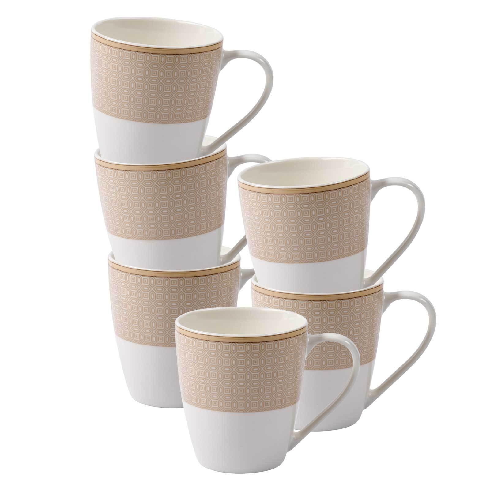 HENKELBECHER Geo beige 350 ml 6er Set - Beige, Keramik (0.35L) - Ritzenhoff Breker