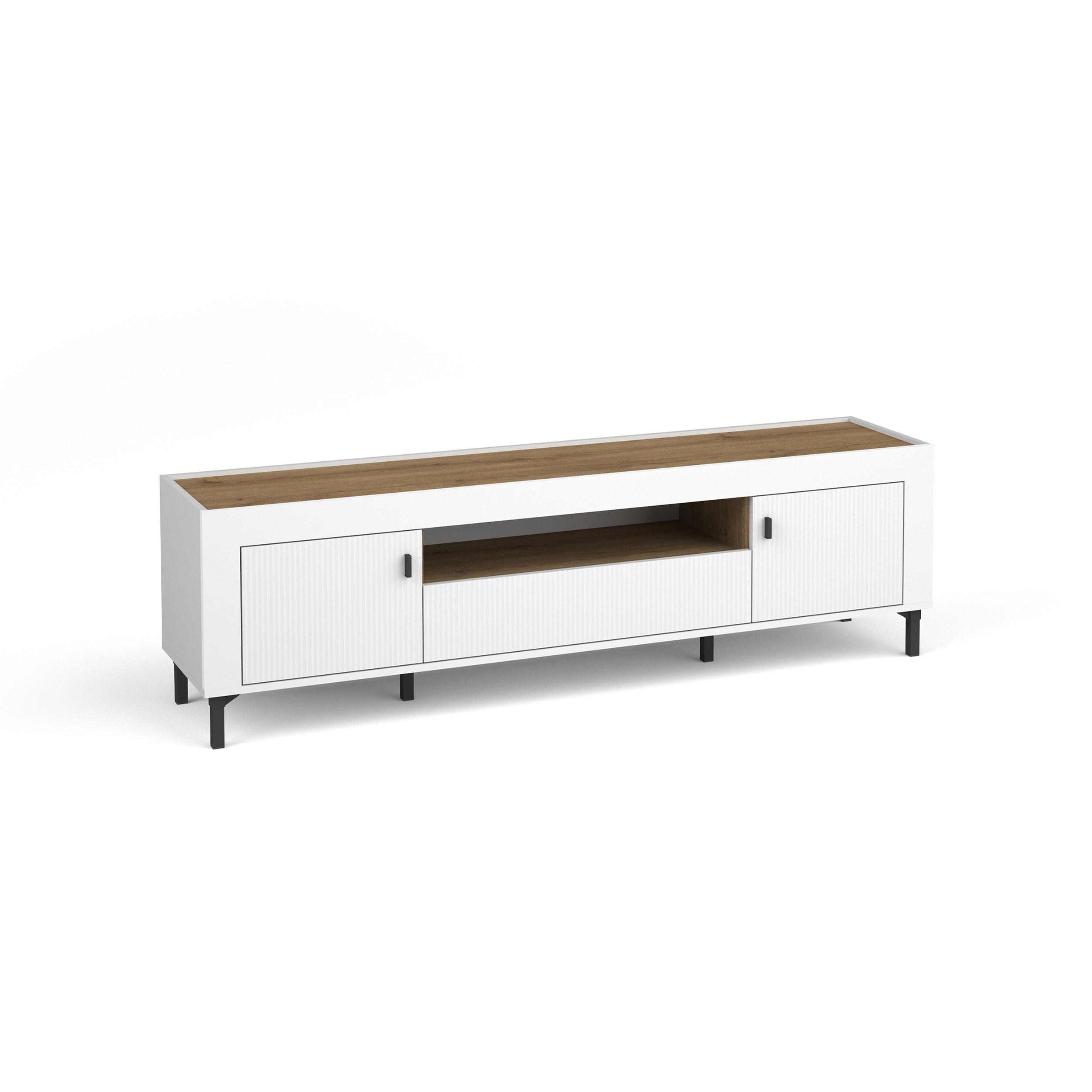 LOWBOARD Monta mit 2 Türen und 1 Schublade, Weiß - Weiß, Holzwerkstoff (177/52/40cm) - Beautysofa