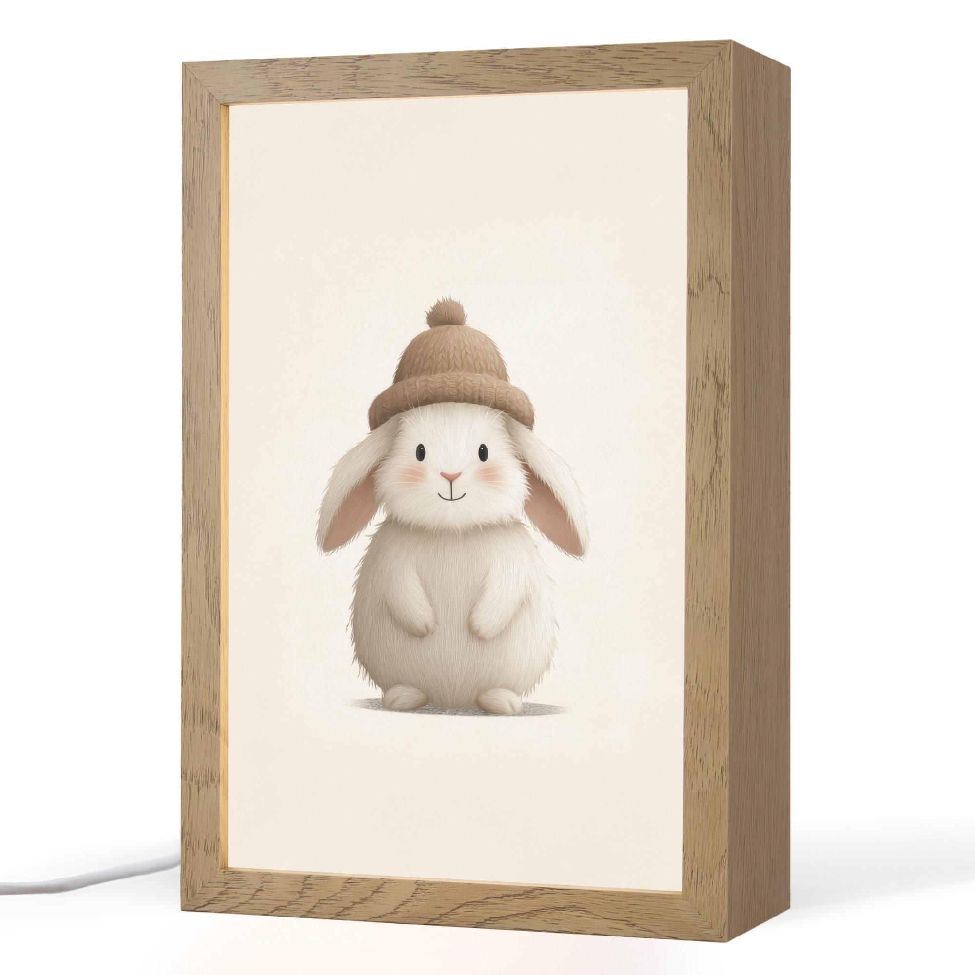 NACHTTISCHLAMPE Kaninchen - Hut - Ohren - Beige 20x30 cm - Creme, Holzwerkstoff (8/20/30cm) - OnlyWow