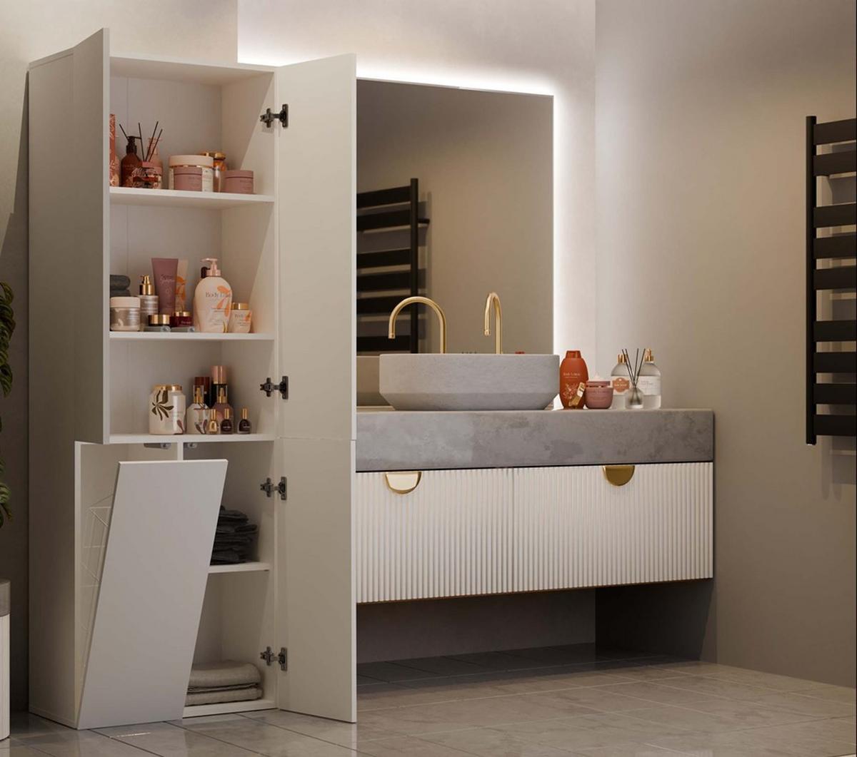 BADEZIMMERSCHRANK Kaschmir 60/174/30 - Kaschmir, Holzwerkstoff (60/174/30cm) - RAUMHIRSCH FURNITURE