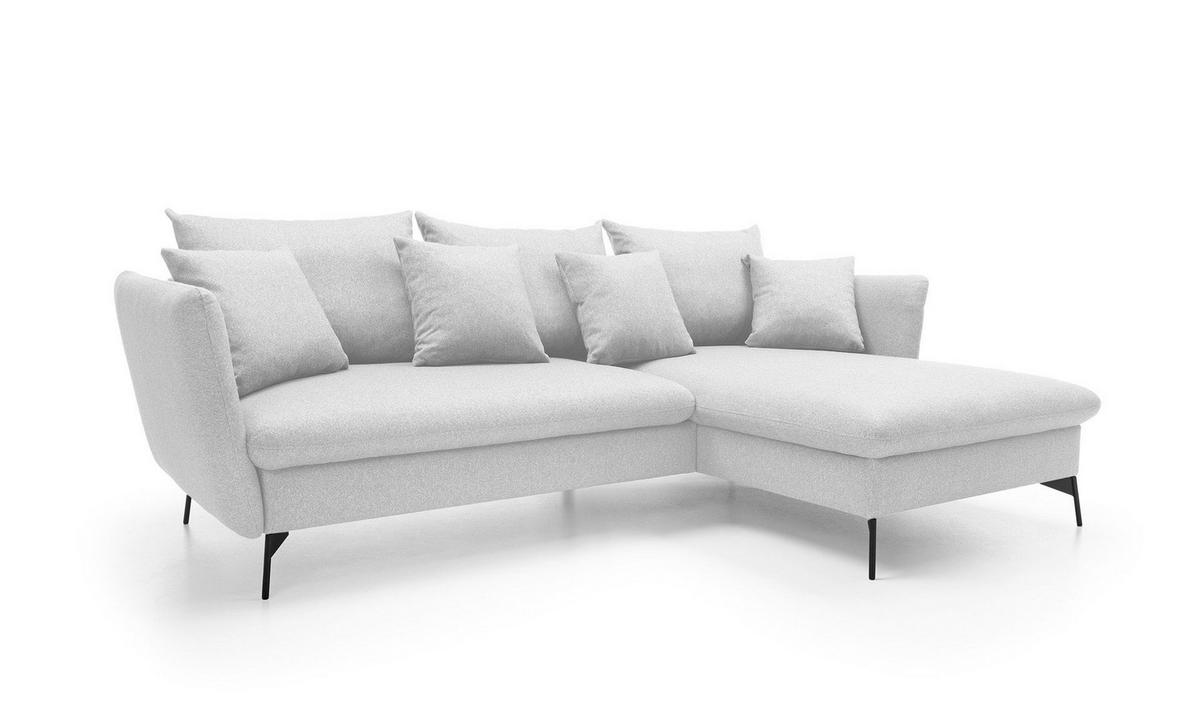 ECKSOFA FERRO Grau Geflochtener Stoff mit Schlaffunktion - Grau, Holz (258/167cm) - MASSENO