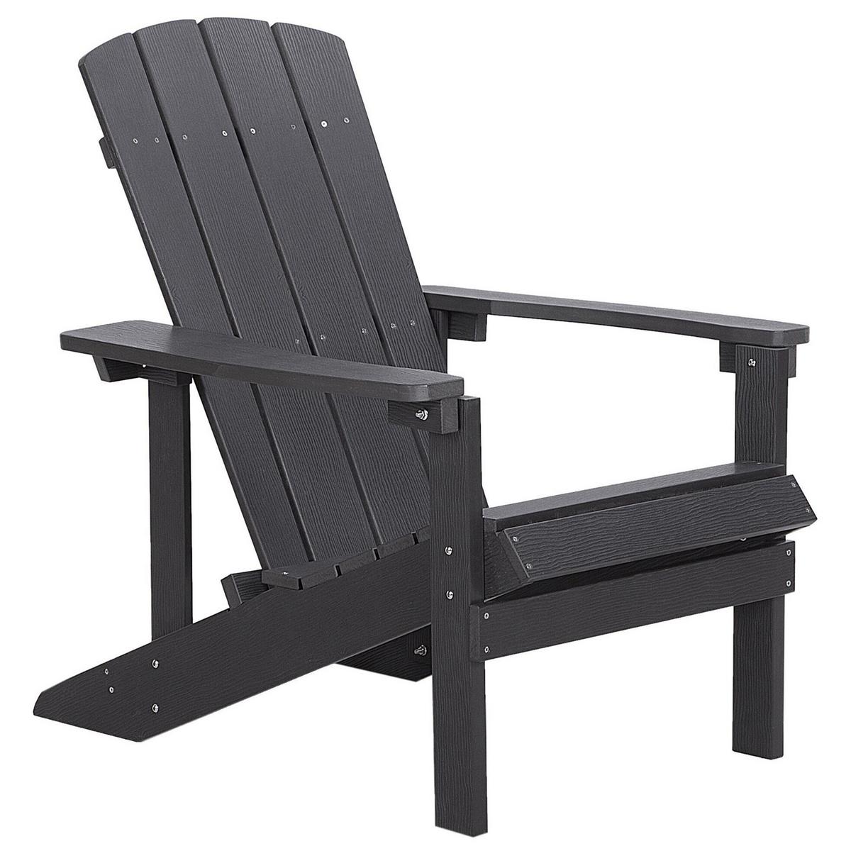 GARTENSTUHL mit Fußhocker Kunstholz dunkelgrau Adirondack - Dunkelgrau, Kunststoff (75/88/88cm) - Beliani