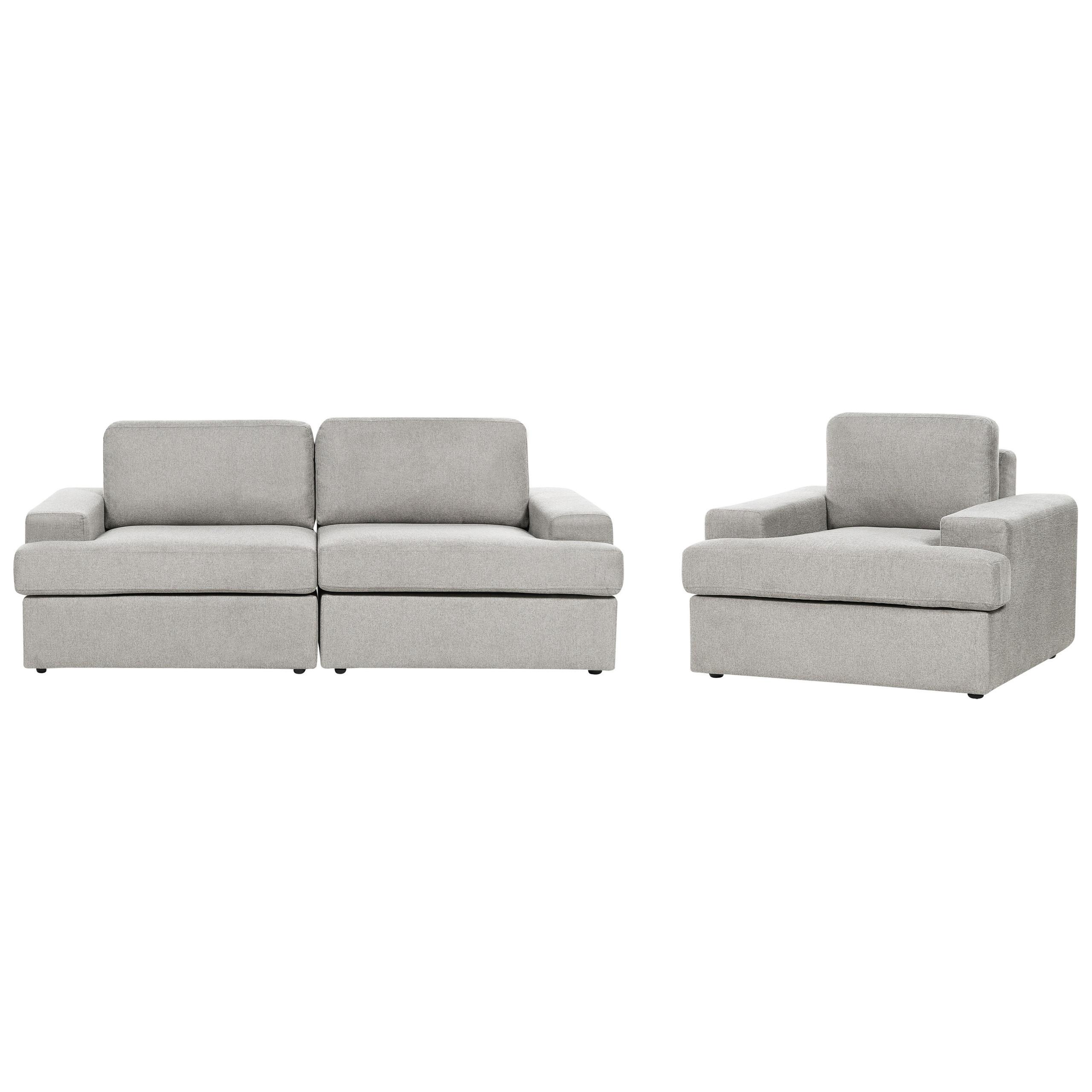 SOFA-SET 4-sitzer hellgrau Alla - Grau, Textil (112/112/208cm) - Beliani