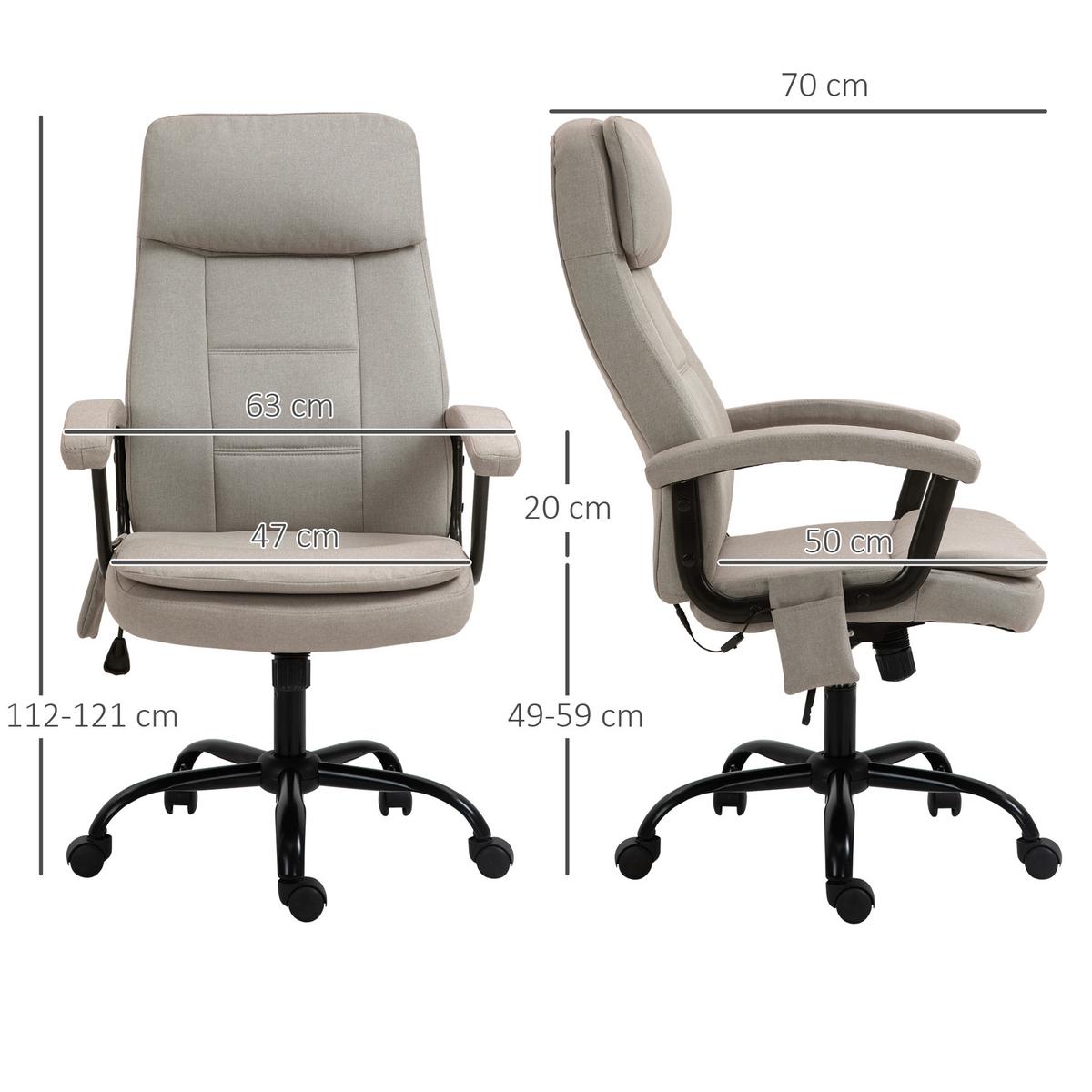MASSAGEBÜROSTUHL Drehstuhl höhenverstellbar Lendenwirbelsäulenmassage Beige - Beige, Kunststoff (70/121/63cm) - Vinsetto