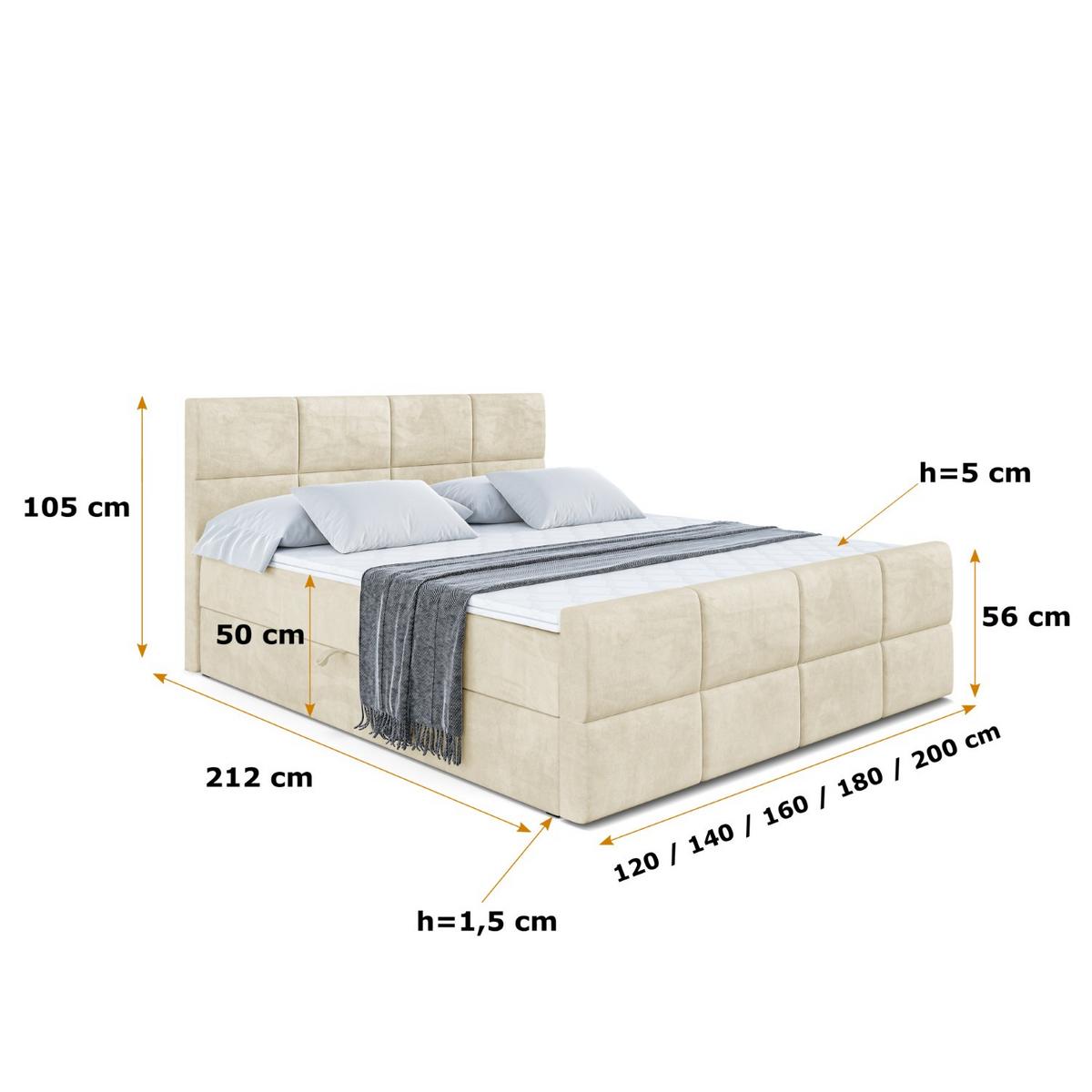 BOXBETT ARDENI-Z - 140x200 cm - H4 - Beige - Beige, Holzwerkstoff (140/200cm) - ALTDECOR
