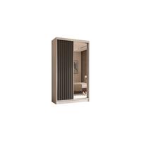 KLEIDERSCHRANK mit Spiegel-Schiebetüren und Aluminium-Leisten - LAMELO - 120 cm Weiß+Grau+Grau - Weiß/Grau, Holzwerkstoff (120/216/61cm) - ALTDECOR
