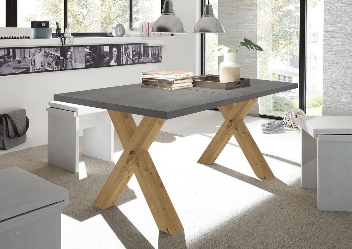 ESSTISCH ausziehbar Eike 1 140 x 90 x 75 Esszimmertisch Asteiche/Graphit - Grau, Holz (140/90/75cm) - 58aufmkessel