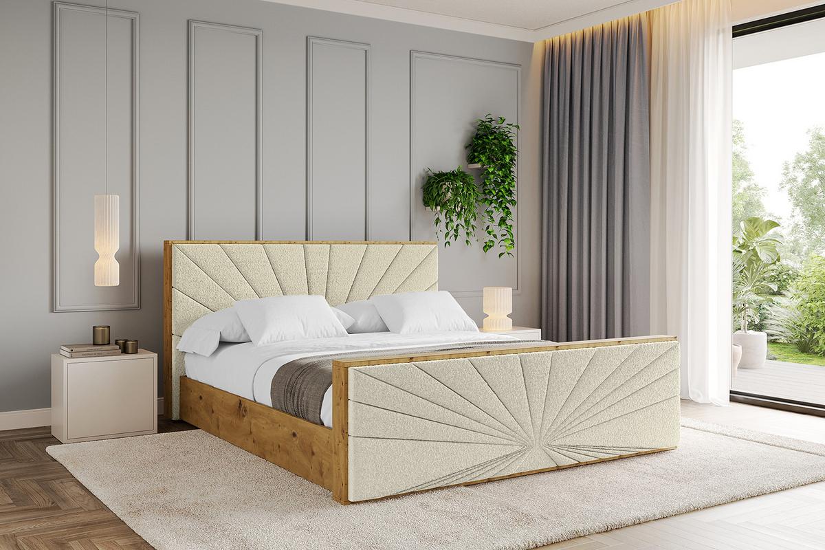 POLSTERBETT mit Bettkasten, Fußteil und Lattenrost, Boxbett mit Matratze H3/H4 - ENZO6-Z 140x200 Beige - Taupe, Holzwerkstoff/Textil (140/200cm) - ALTDECOR