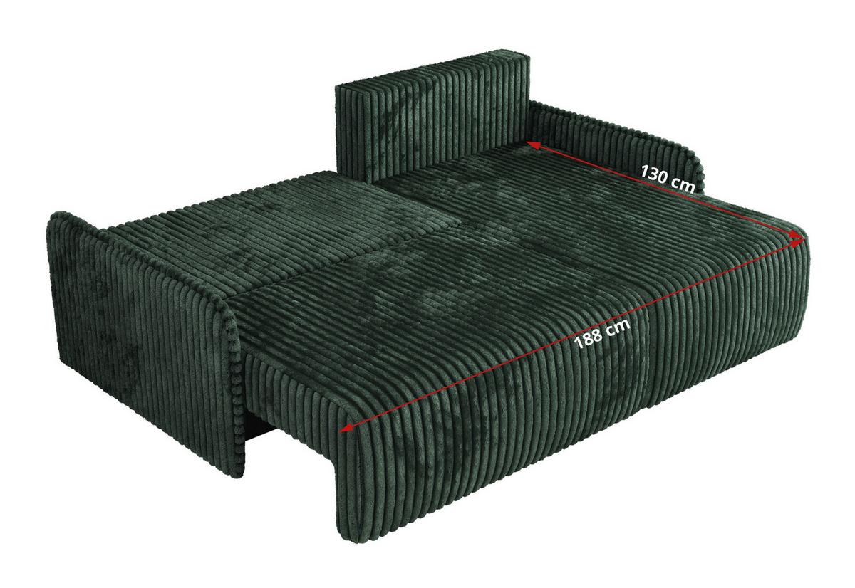 ECKSCHLAFSOFA ARPA L Grün Cord - links - Schwarz/Grün, Kunststoff/Textil (198/150cm) - MKS