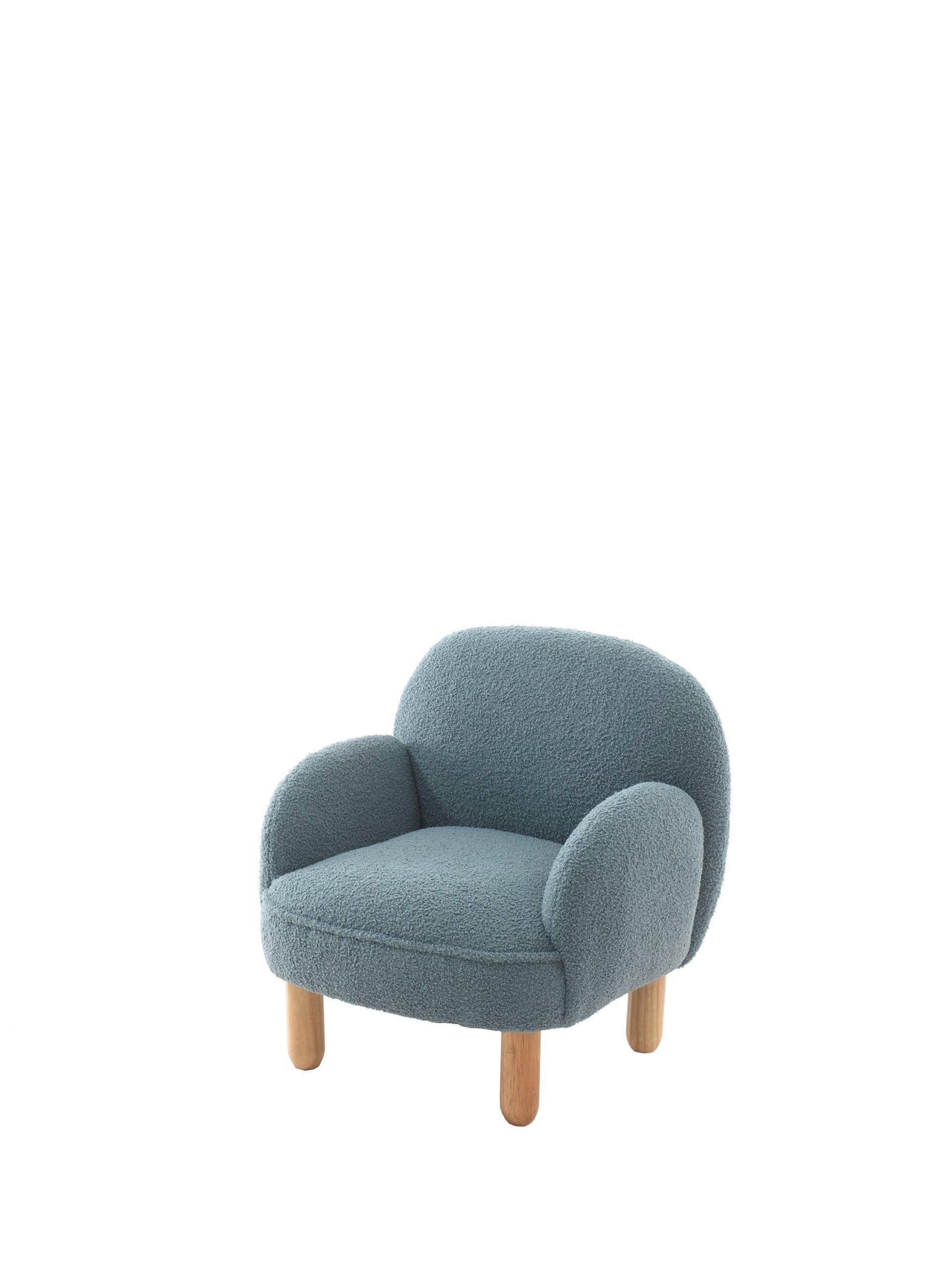 KINDERSESSEL Keila komfortabel und bequem weicher Bouclé Stoff in blau - Blau, Kunststoff (53/52/56cm) - 58aufmkessel