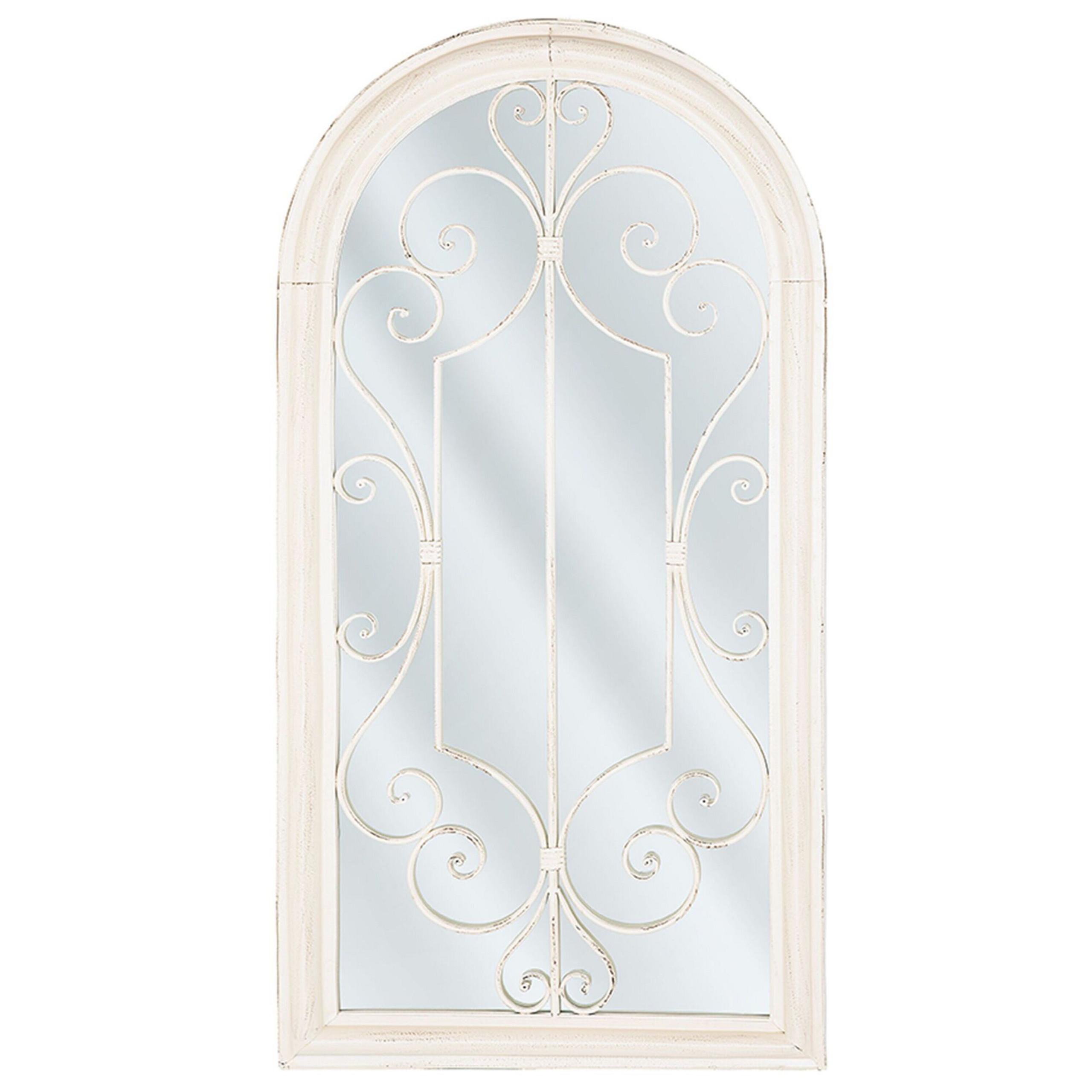 WANDSPIEGEL weiß Fensteroptik 49/97 cm Campel - Weiß, Metall (50/98/5cm) - Beliani