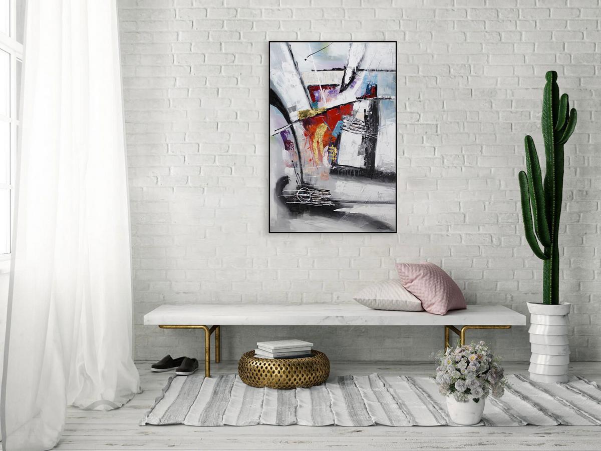 ACRYLBILD HANDGEMALT 80/120 cm - Multicolor/Grau, Holz/Textil (80/120cm) - KUNSTLOFT