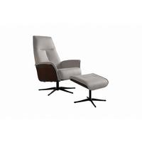 RELAXSESSEL FERREIRA Grau Leder Relaxfunktion - Schwarz/Grau, Leder/Metall (78/106/84cm) - KAWOLA