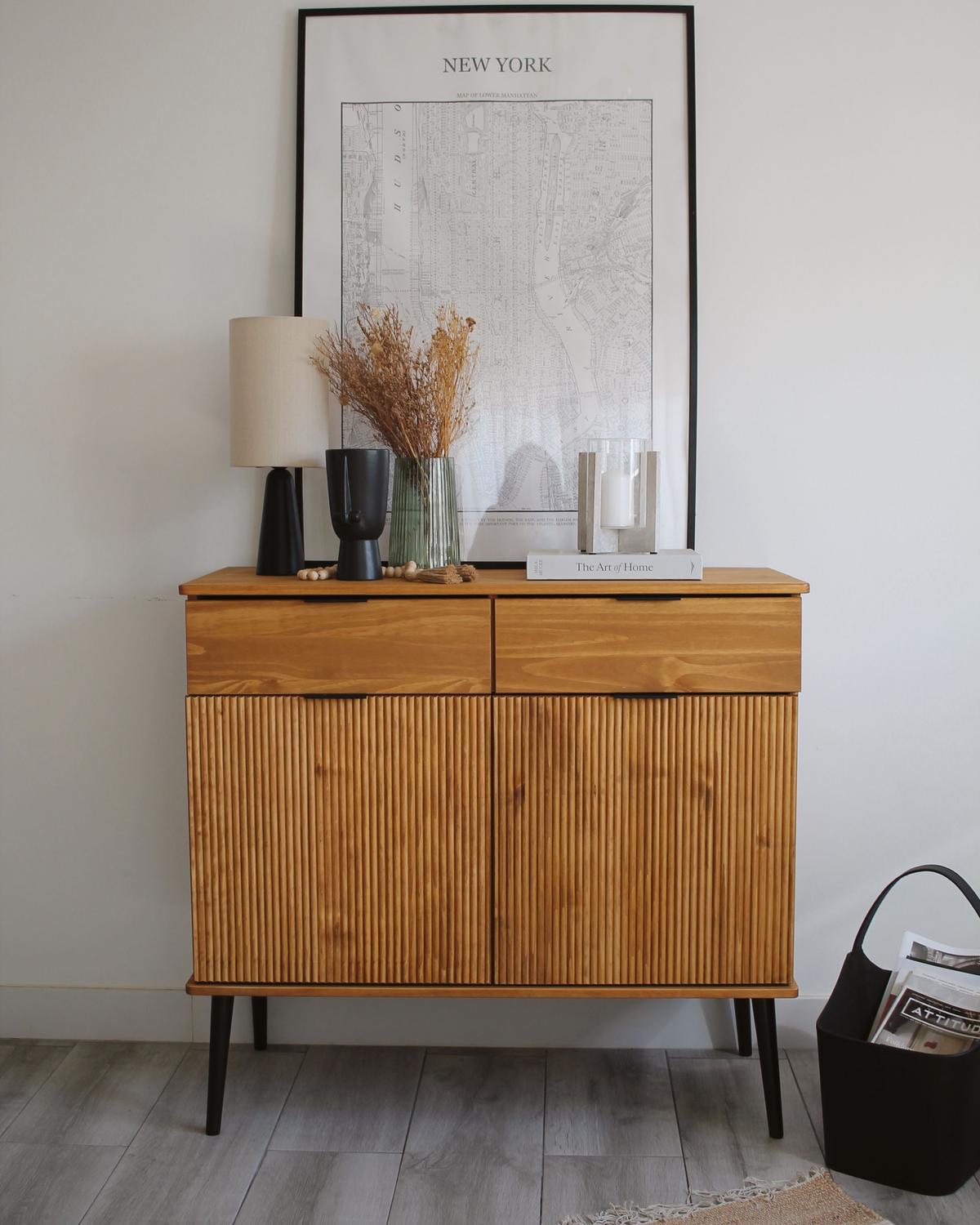 SIDEBOARD mit 2 Türen Kiefernholz Braun Timmins - Braun, Holz (100/90/45cm) - Beliani