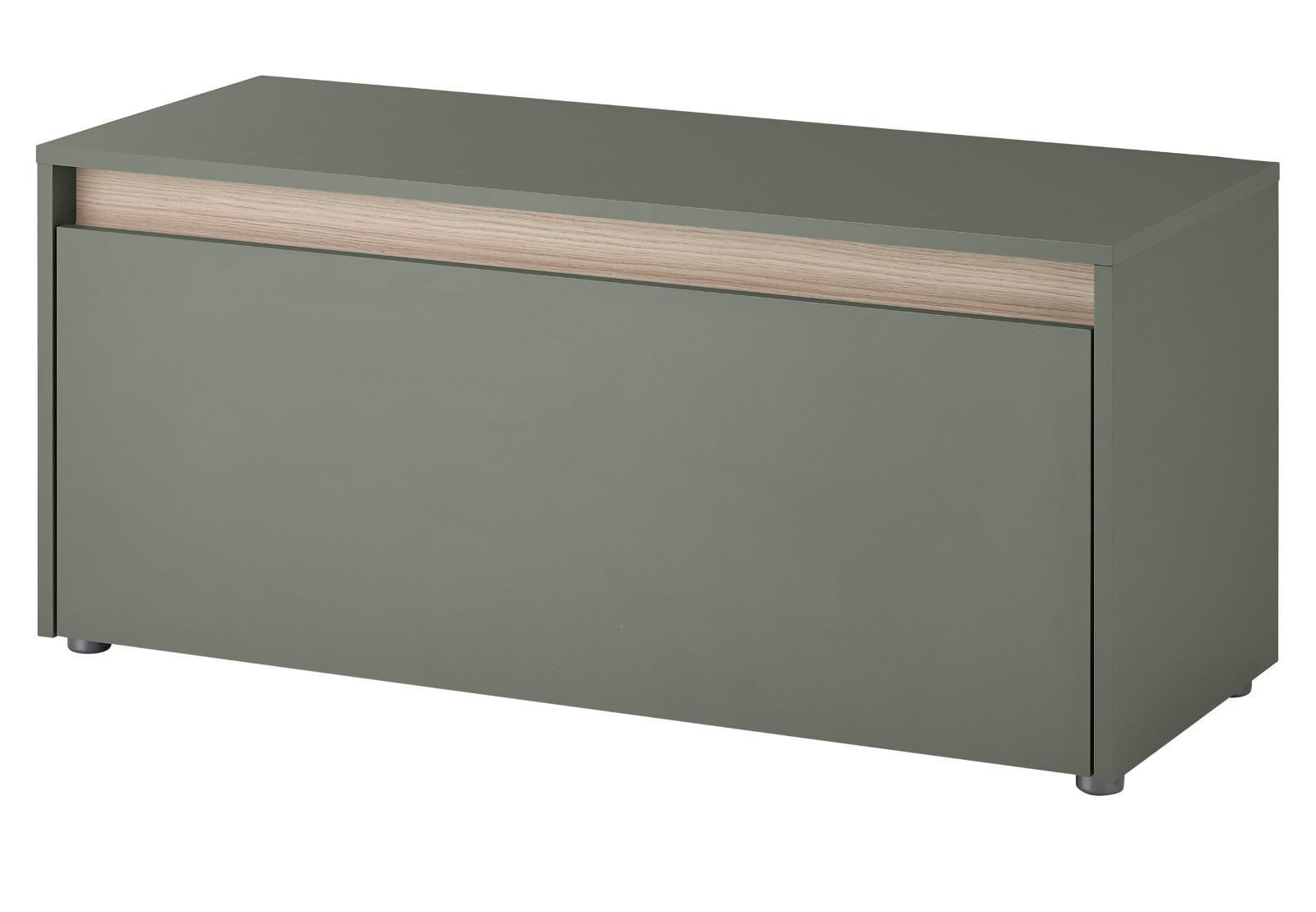 GARDEROBENBANK Salbei grün und Eiche, Schuhbank mit 4 Fächern, Breite 100 cm - Salbeigrün/Eichefarben, Holz/Holzwerkstoff (100/45/40cm) - Furn.Design