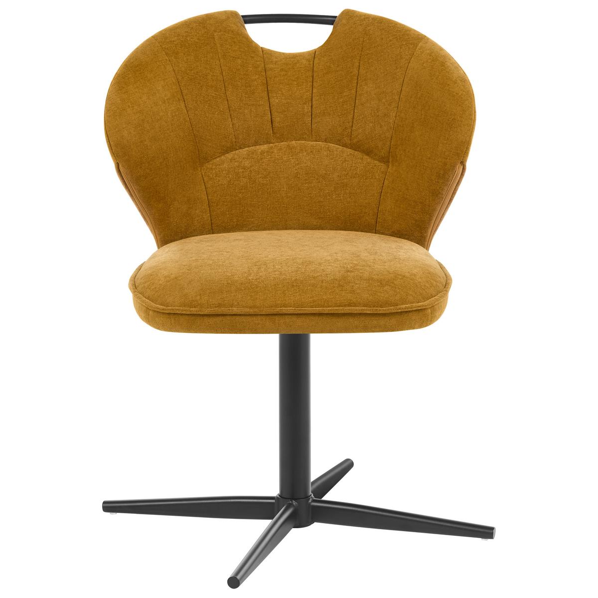STUHL 2er-Set drehbar Chenillegewebe Senfgelb Worcester - Gelb, Textil/Metall (48/80/65cm) - Beliani