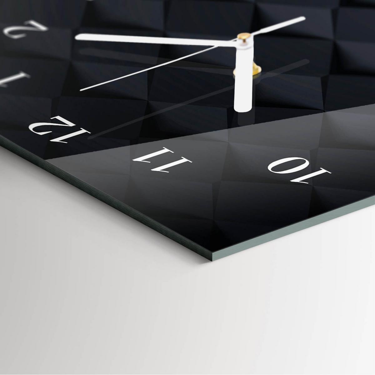 WANDUHR aus Glas 30x60 cm - Muster - Schwarz, Glas (30/60/0.4cm) - TULUP