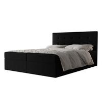 BOXBETT Dahlina 180/200 cm in Schwarz – mit Bettkasten und Luxus + TOPPER - Schwarz, Holz/Holzwerkstoff (180/200cm) - AX Living