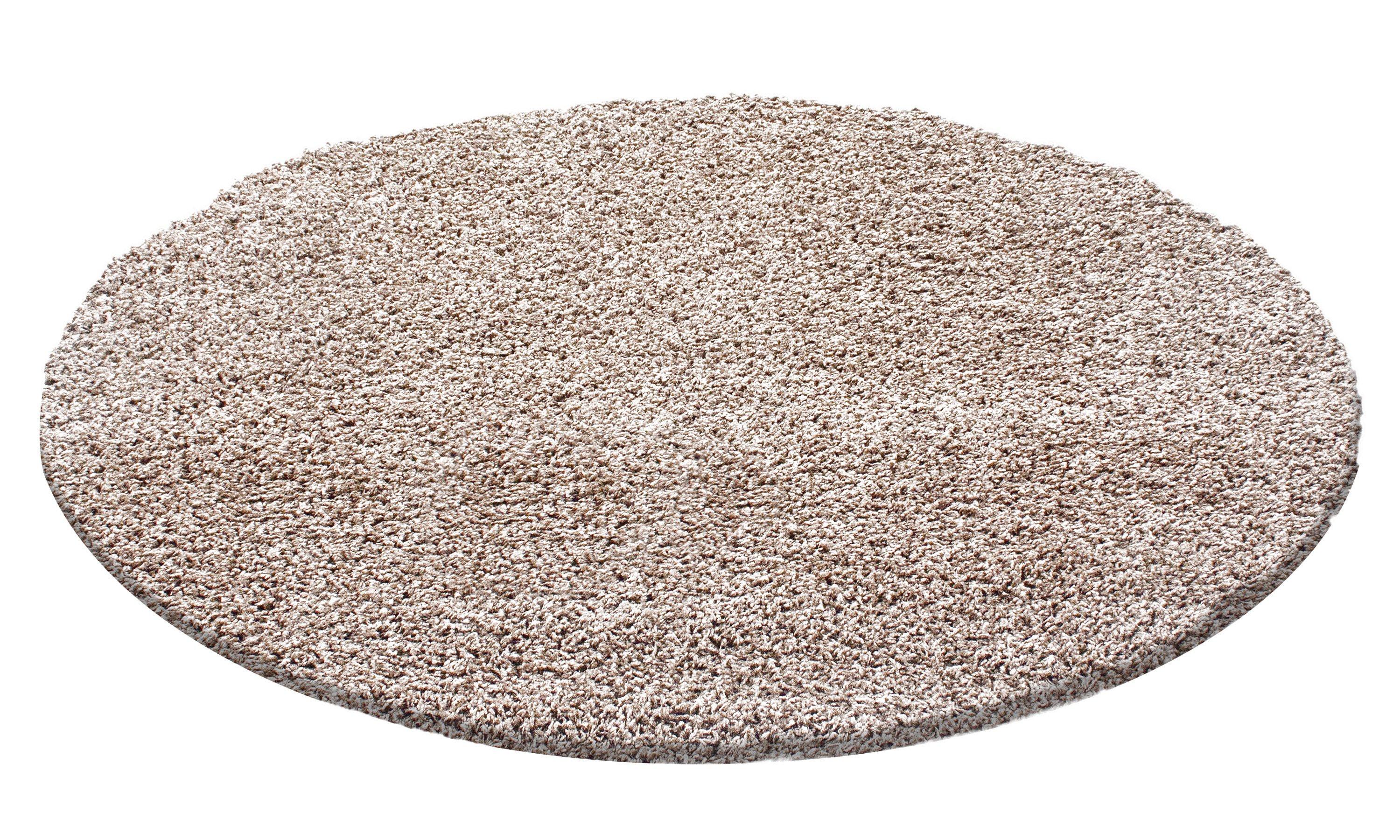 HOCHFLORTEPPICH RHEIN, einfarbig, Beige, Ø 120 cm - Beige, Textil (120/120cm) - KADIMA DESIGN