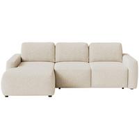 ECKSOFA Carnos Mini Hellbeige Chenille - Ecru/Schwarz, Kunststoff/Textil (238/164cm) - Selsey