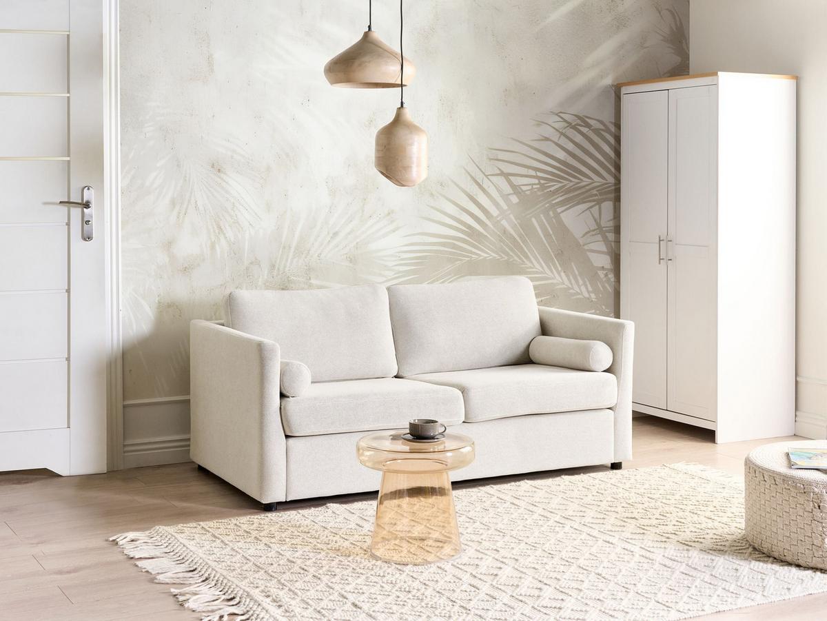 SCHLAFSOFA Stoff Cremeweiß Inkoo - Creme, Textil (177/81/90cm) - Beliani