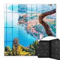 SCHLÜSSELBOX Schwarz 30x30 cm- Türöffnung nach rechts - Ferienlandschaft - Blau, Metall (30/30/5cm) - TULUP