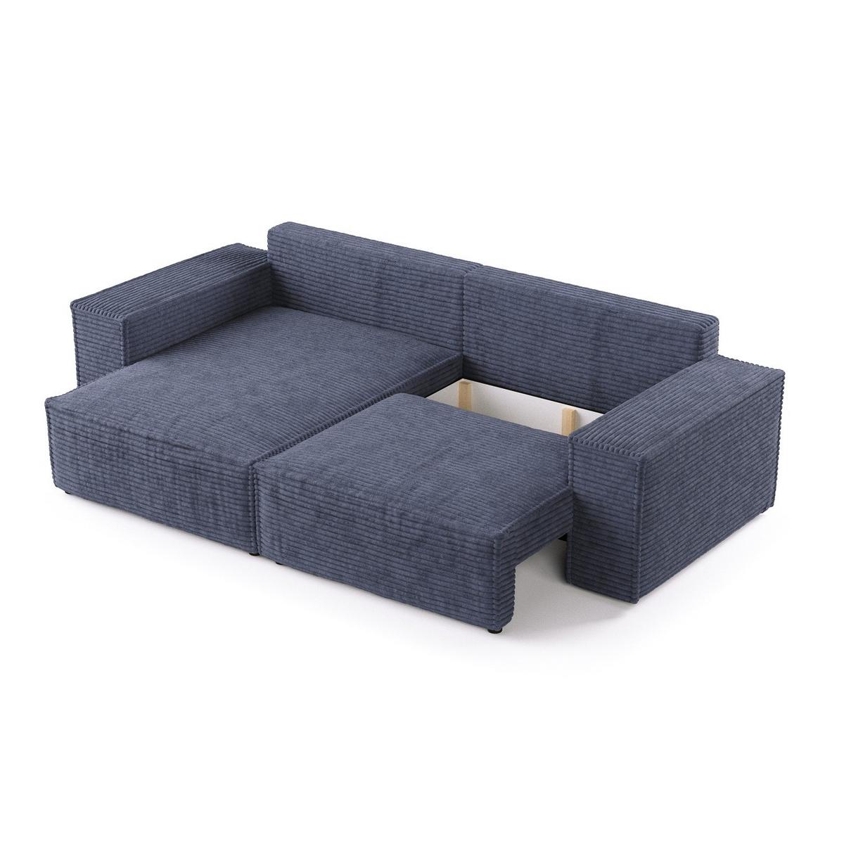ECKSOFA SENSO mit Schlaffunktion Marin im Tilia Stoff - Schwarz/Dunkelblau, Holz/Holzwerkstoff (255/148cm) - AltaBeds