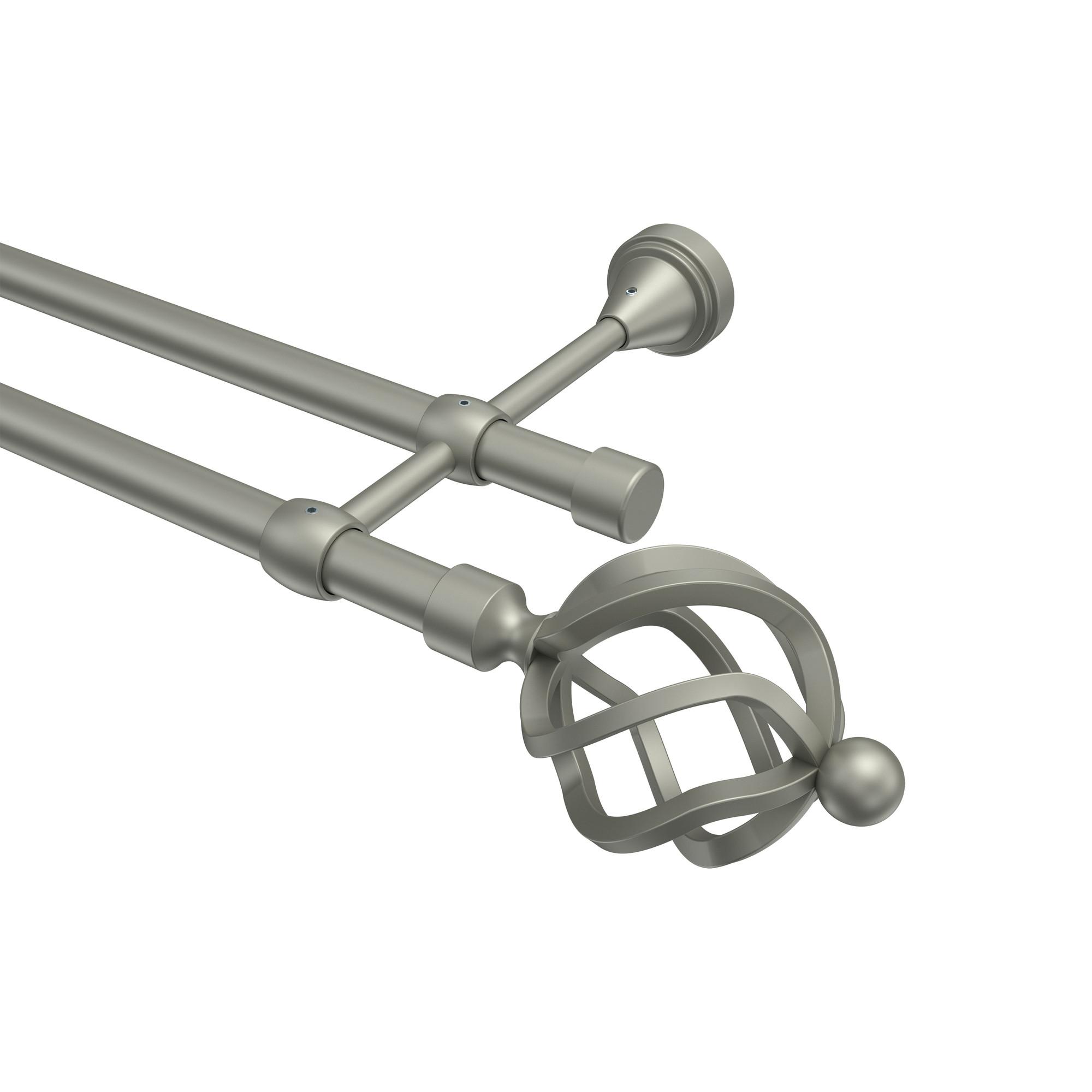 GARDINENSTANGE Primus Paolo 320 cm (geteilt in 2 x 160 cm), 2-läufig (ohne Ringe), 16 mm Ø Chrom matt - Chromfarben/Nickelfarben, Metall (320cm) - INTERDECO