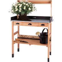 PFLANZTISCH aus Kirschbaum-Holz wetterfest , mit Schubladen, für Garten und Balkon - Braun, Holz (45/85/130cm) - WONDERMAKE