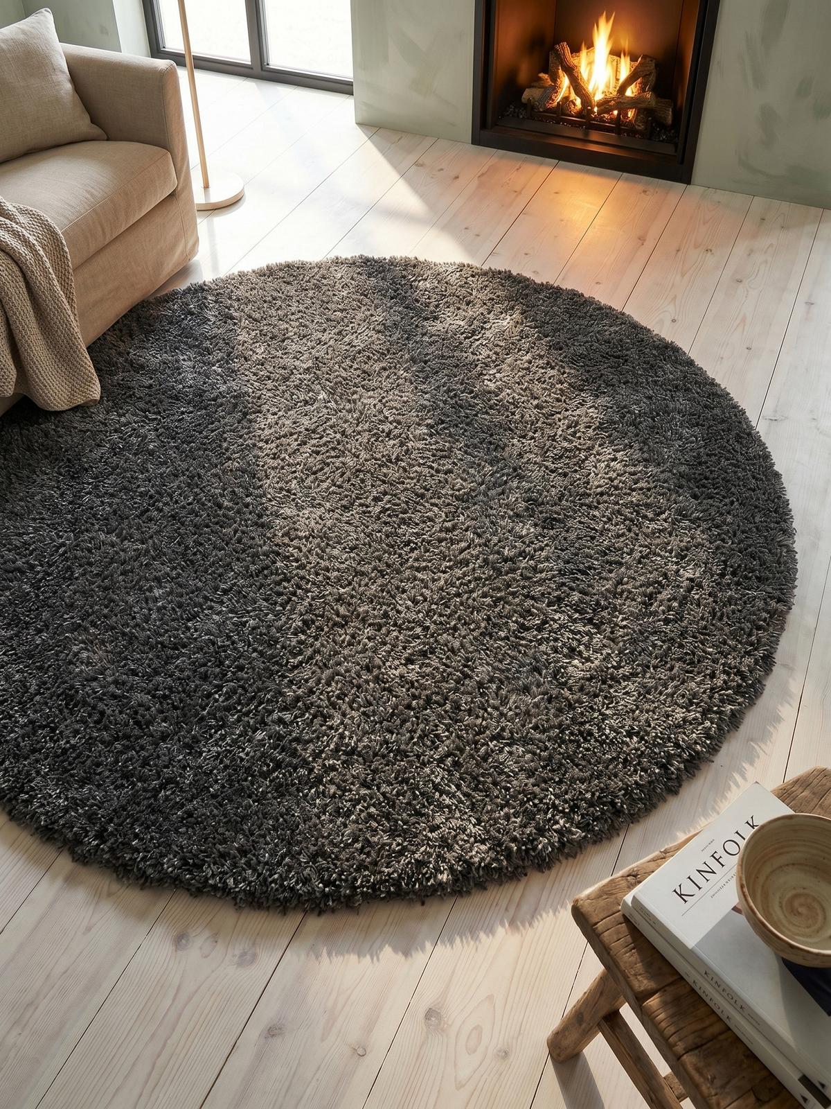 HOCHFLORTEPPICH SALZACH, einfarbig, aus Polypropylen, Grau, Ø 200 cm - Grau, Textil (200/200cm) - KADIMA DESIGN