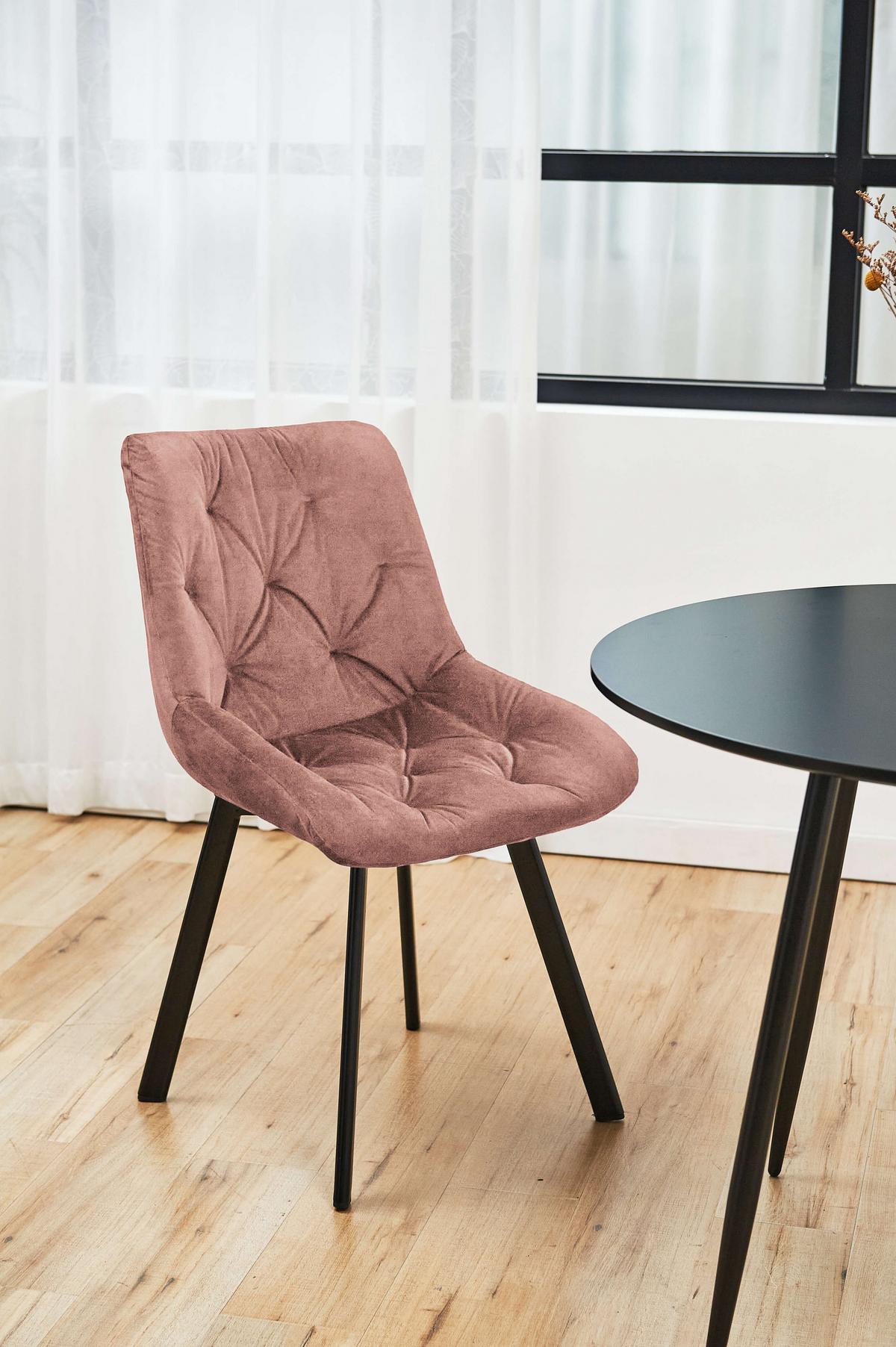 POLSTERSTUHL, Samt, Metallbeine Rosa 50/90/58,5 - Rosa, Textil (50/90/59cm) - RAUMHIRSCH FURNITURE