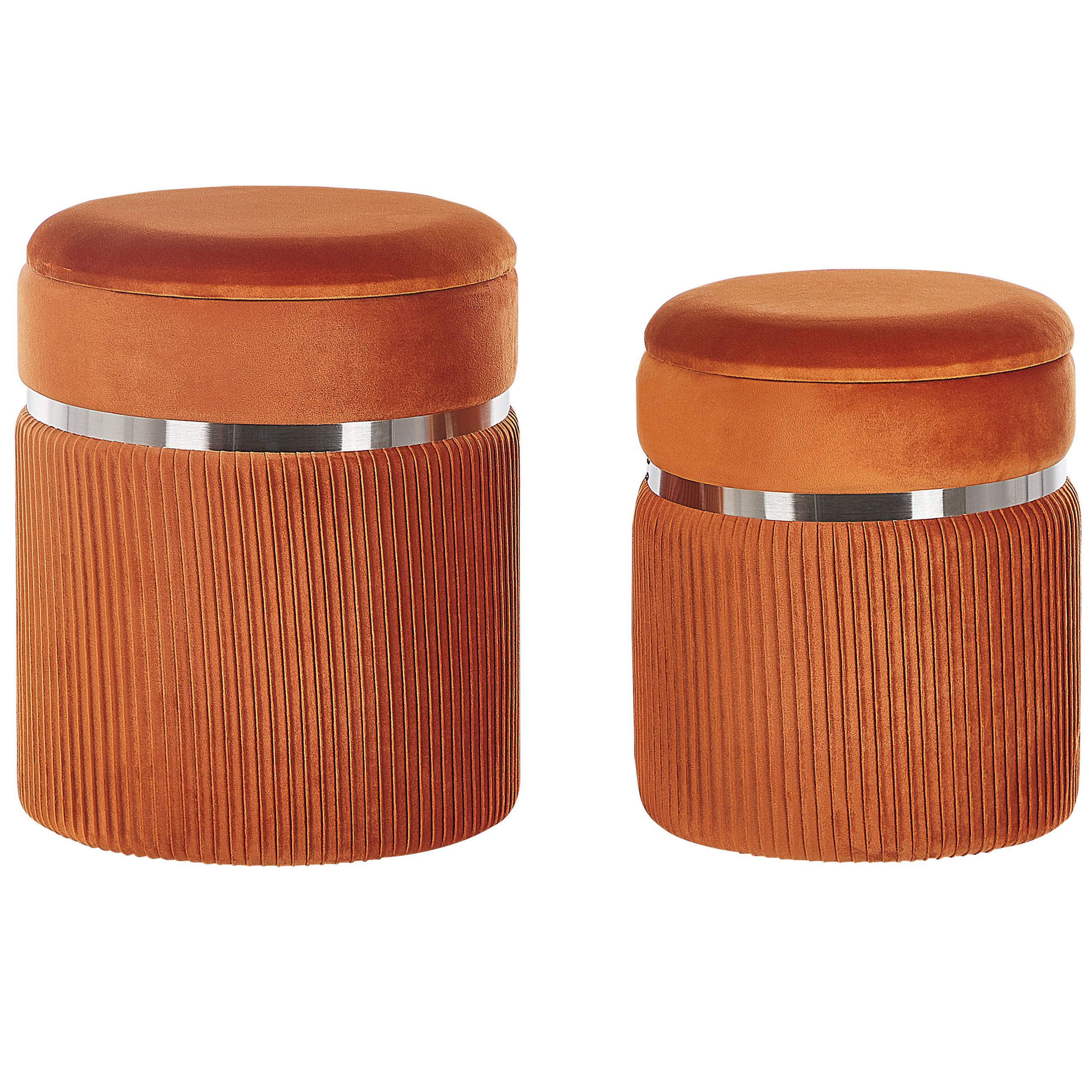 POUF Camdenton 36-31/36-31/44-38 cm - Orange, Textil (36/38/36cm) - Beliani
