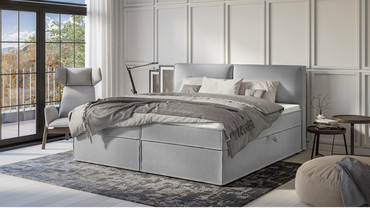 BOXBETT Eclipse 200/200 cm Grau Luxusmicrofaser - Schwarz/Grau, Holz/Kunststoff (200/200cm) - S-Style Möbel