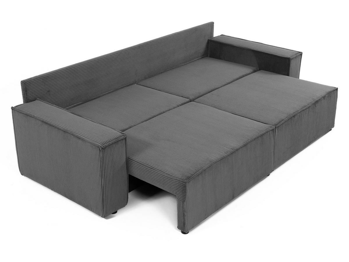 SCHLAFSOFA Karl Cord mit L-Funktion - Blau/Schwarz, Holz/Kunststoff (245/82/139cm) - MIRJAN24