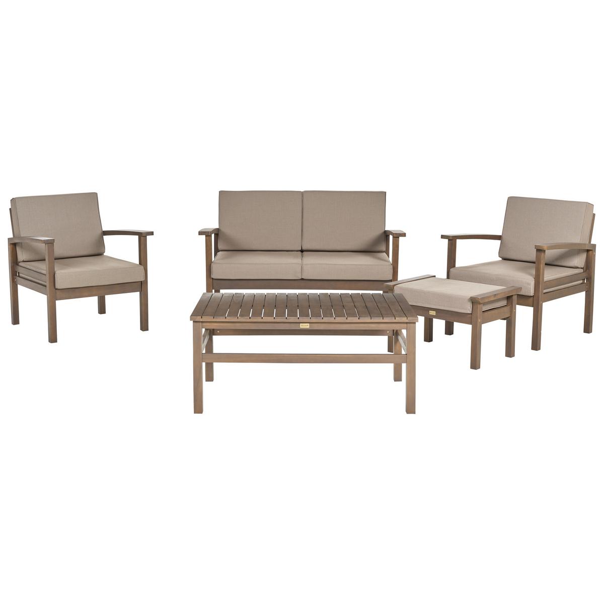 LOUNGE-SET 4-sitzer Akazienholz dunkelbraun Manila - Taupe/Dunkelbraun, Holz - Beliani
