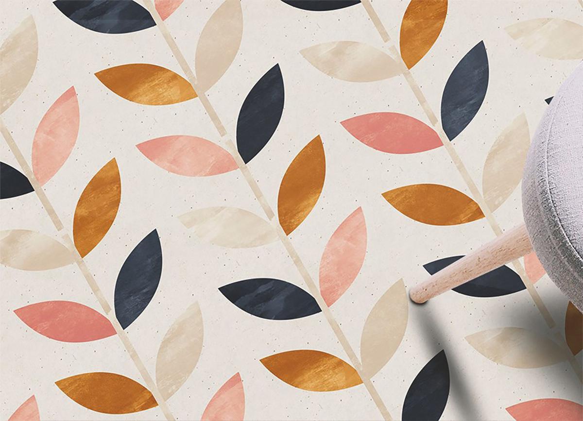 VINYL TEPPICH 140x210 cm Kleine Blätter - Gelb, Kunststoff (140/210cm) - TULUP