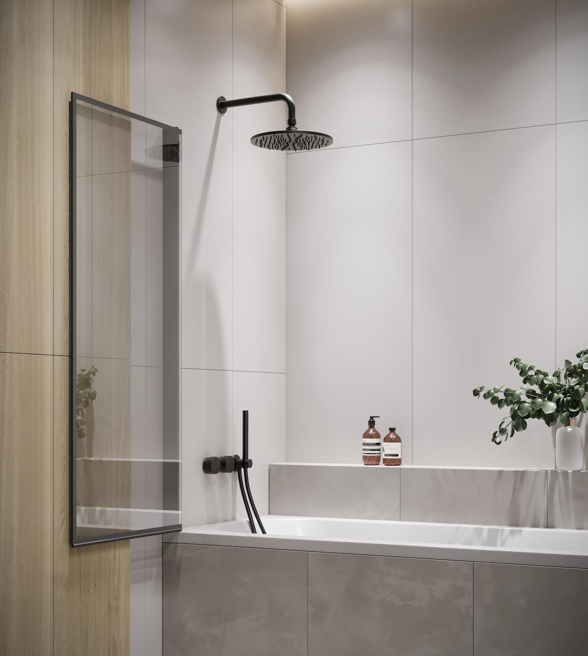BADEWANNE Medal 1 Teil cm Schwarz - 60 x 140 cm - Schwarz, Glas (60/140cm) - Badplaats