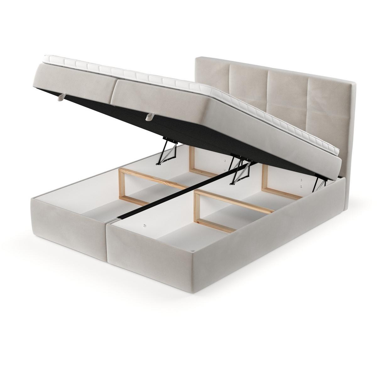 BOXBETT Velto 180/200 cm Hellbeige im Paros Stoff - Beige/Schwarz, Holz/Holzwerkstoff (180/200cm) - AltaBeds