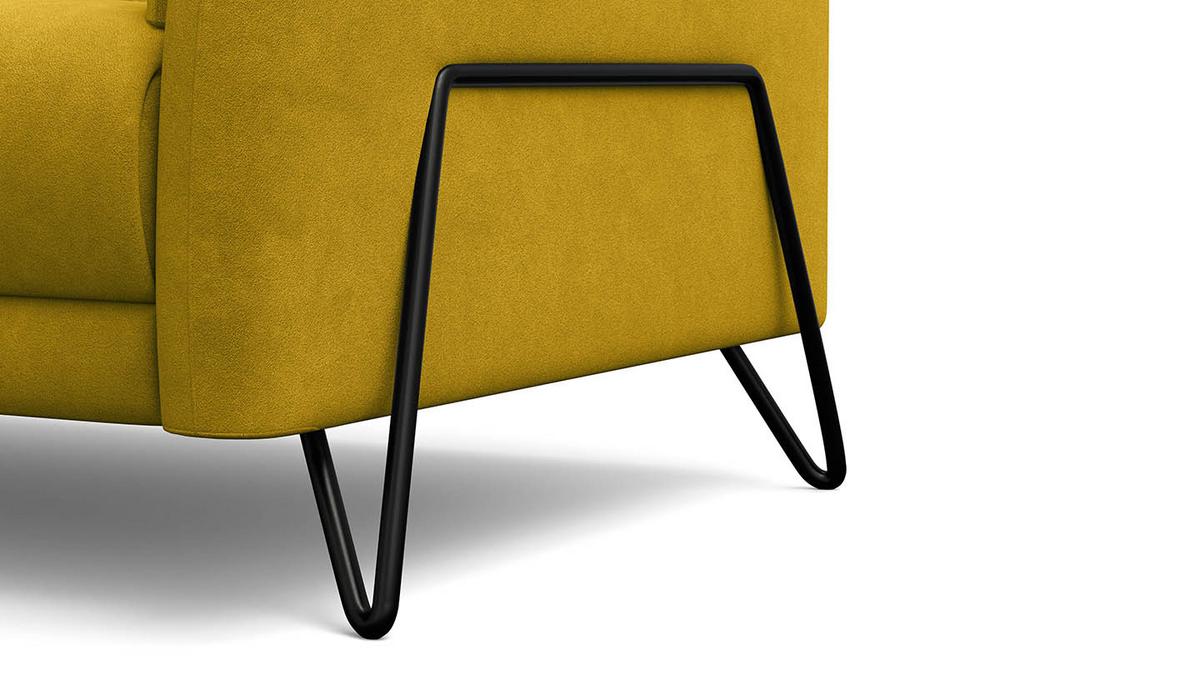 SOFA RODEN 3-Sitzer, dunkegelb, Veloursstoff - Gelb, Holz/Textil (194/82/103cm) - Wozimo