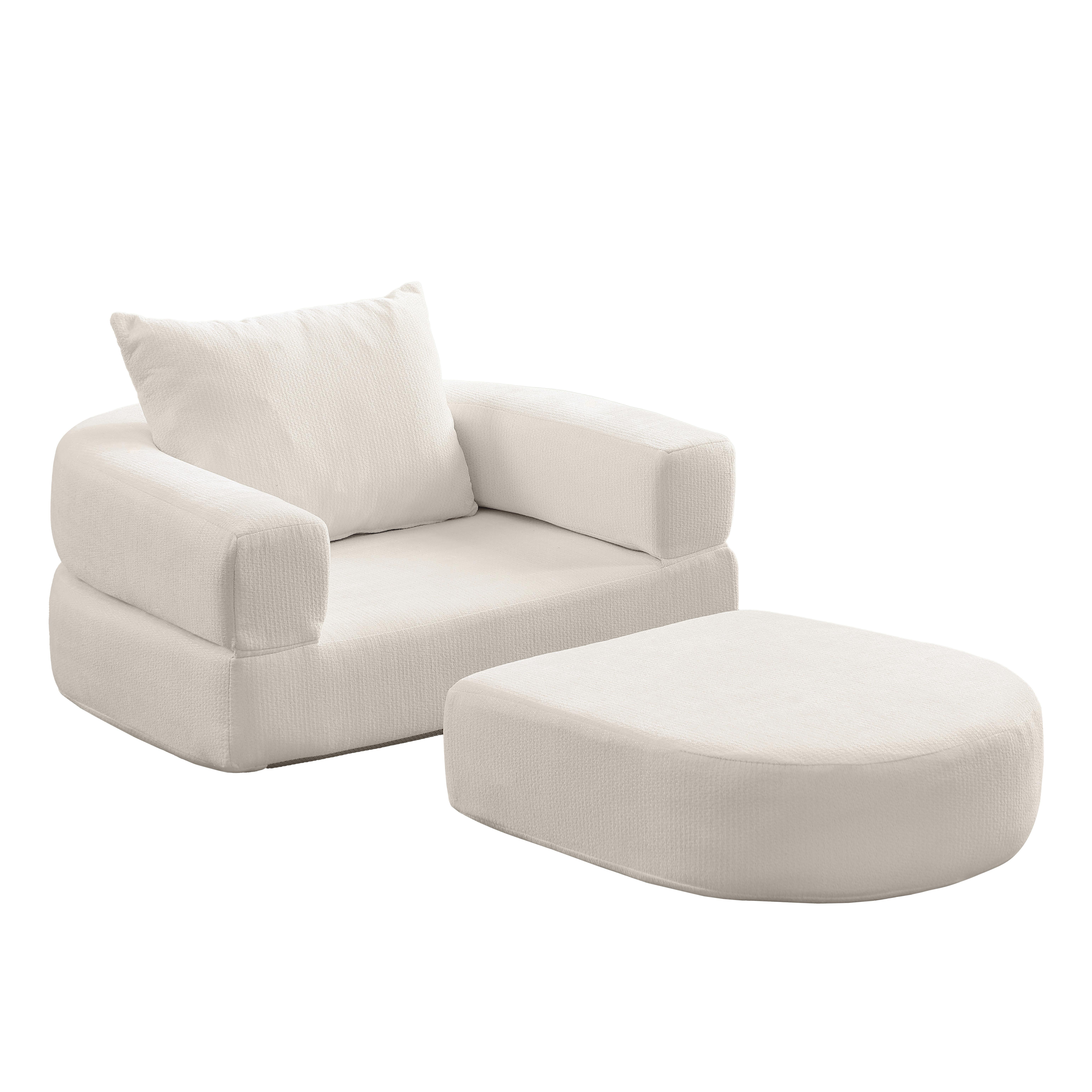 SCHLAFSESSEL in Chenille-Optik - Beige, Textil (101/41/90cm) - Urban Meuble