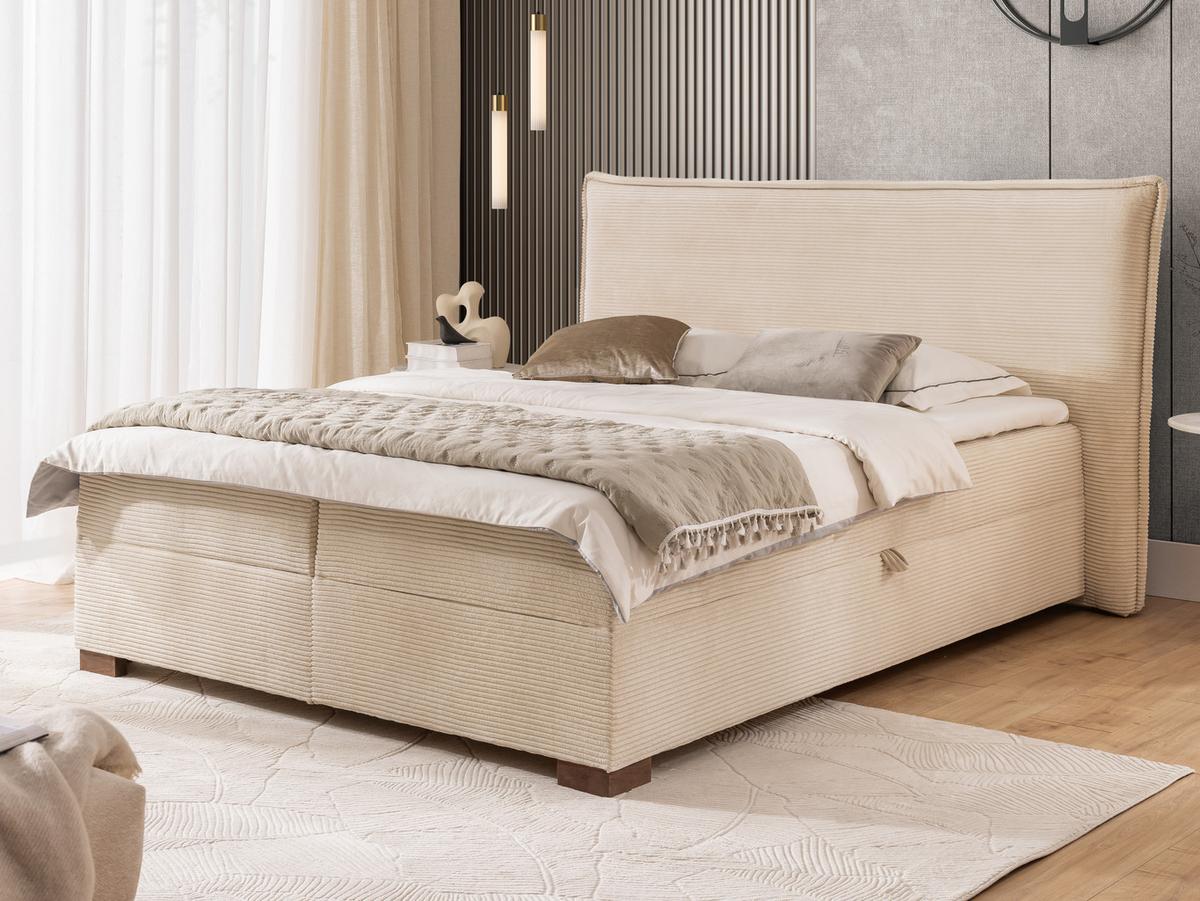 BOXBETT Lovetti II, Cord, H3 - Beige/Dunkelbraun, Holz/Kunststoff (200/200cm) - S-Style Möbel