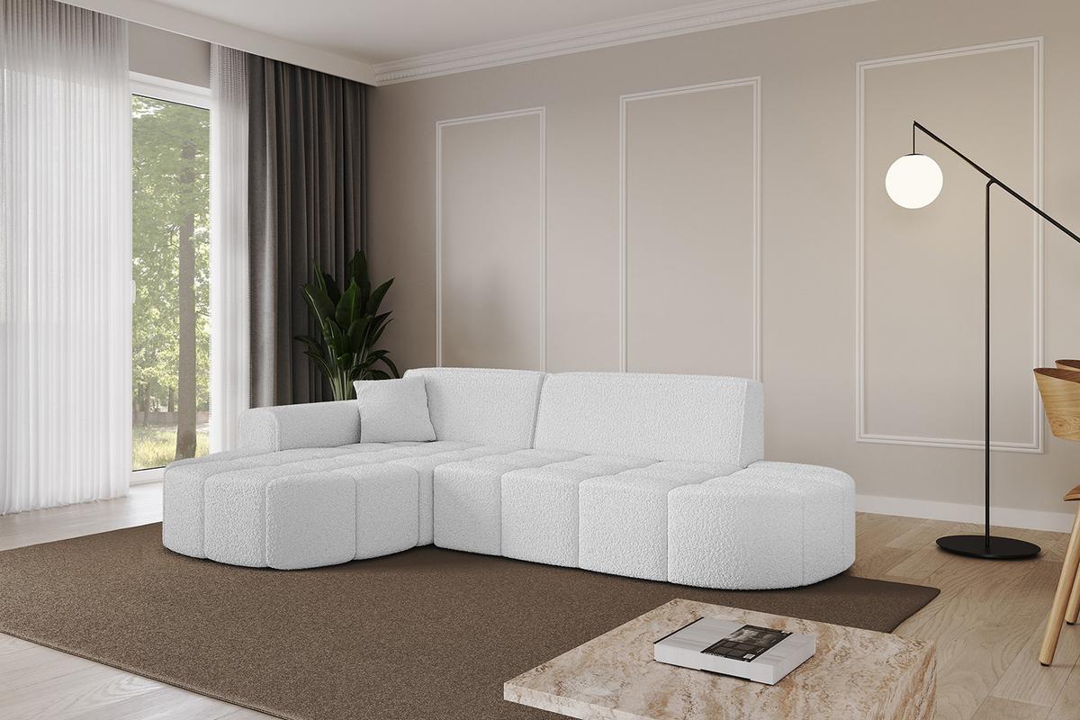 ECKSOFA Ottomane Links LIVO-L1 - 252x173x79,5 cm Weiß - Weiß, Holzwerkstoff/Textil (252/173cm) - ALTDECOR
