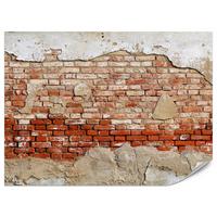 FOTOTAPETE für Wohnzimmer Alte Rissige Rote Ziegelwand Rustikal 450x315 - Beige/Rot, Papier (450/315cm) - Muralo