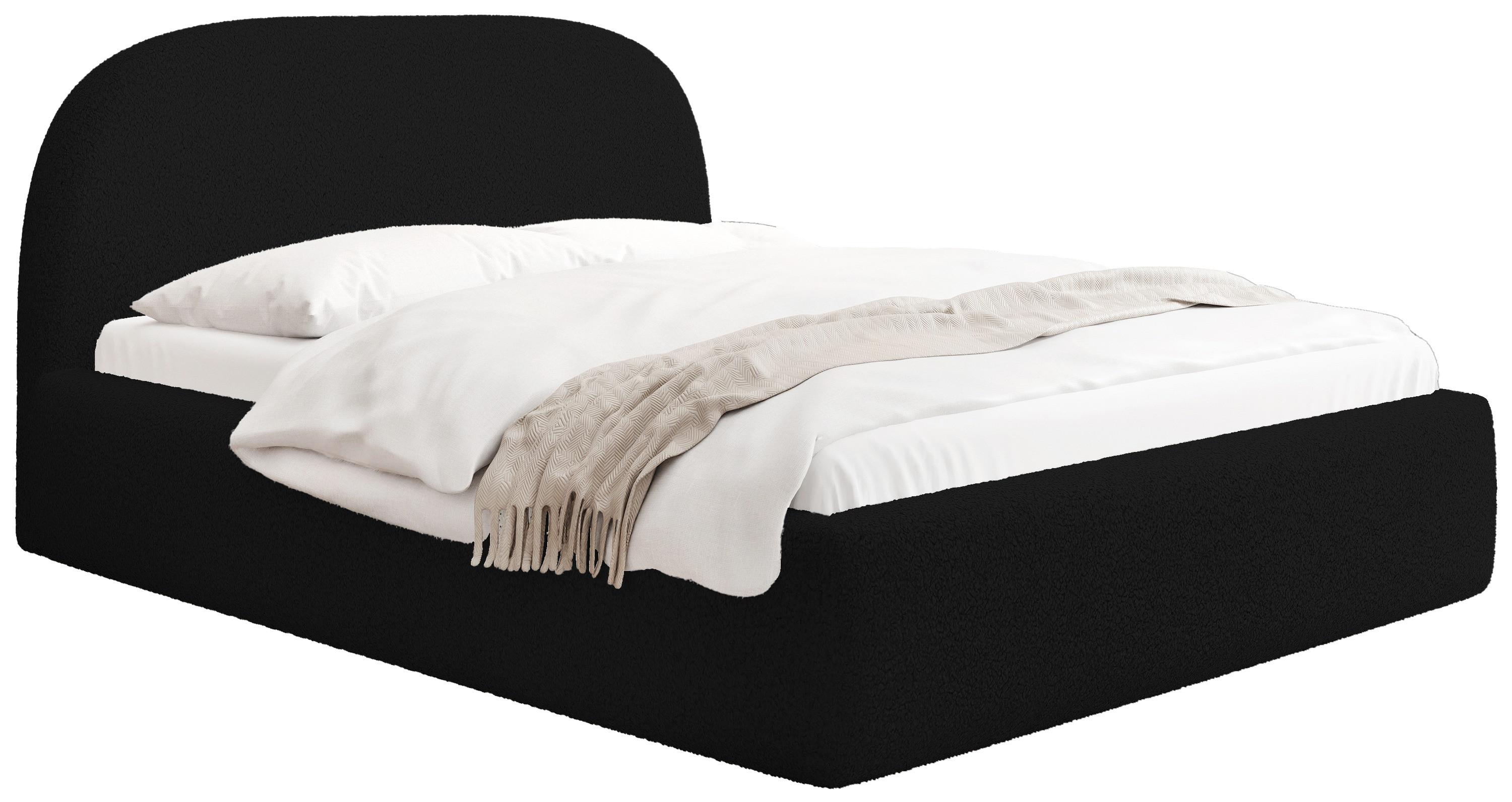 POLSTERBETT Puro mit Bettkasten, Schwarz Boucle 200 x 200 cm – mit Metall-Lattenrost - Birkefarben/Schwarz, Holzwerkstoff/Kunststoff (200/200cm) - WFL GROUP