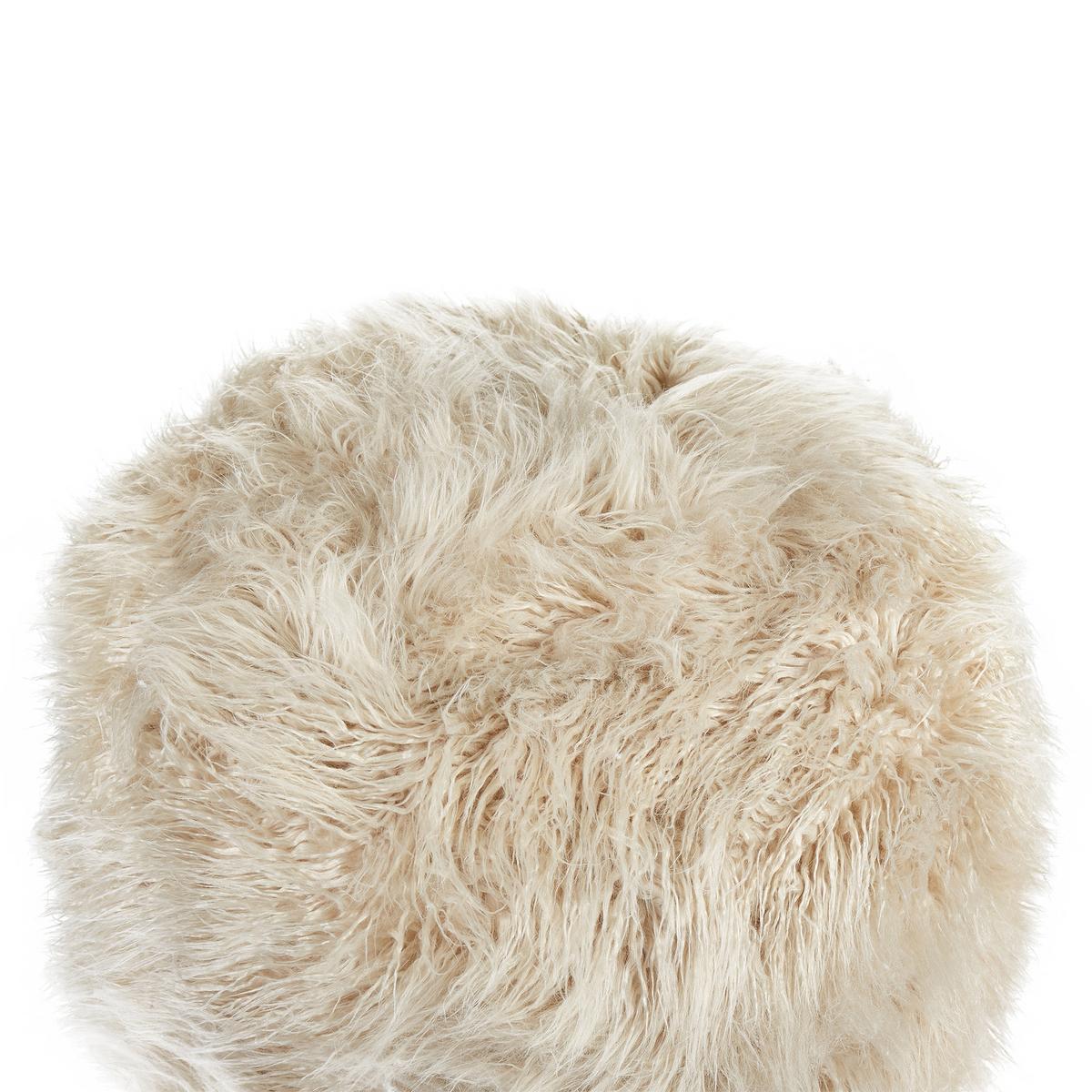 POUF Webpelz Hellbeige Tukki - Beige, Metall (70/45/70cm) - Beliani