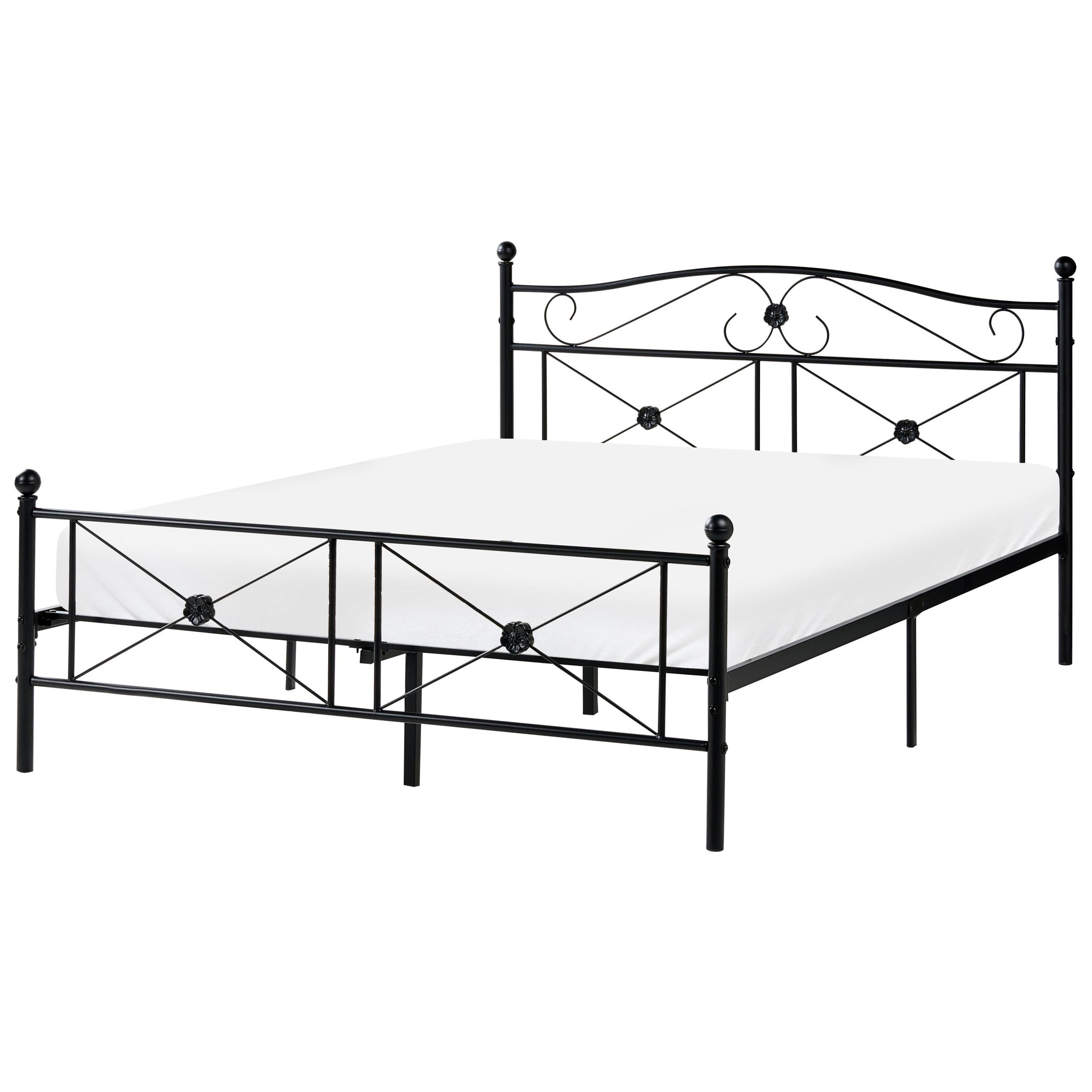 BETT mit Lattenrost 140/200 cm Stahl Schwarz Rodez - Schwarz, Metall (140/200cm) - Beliani